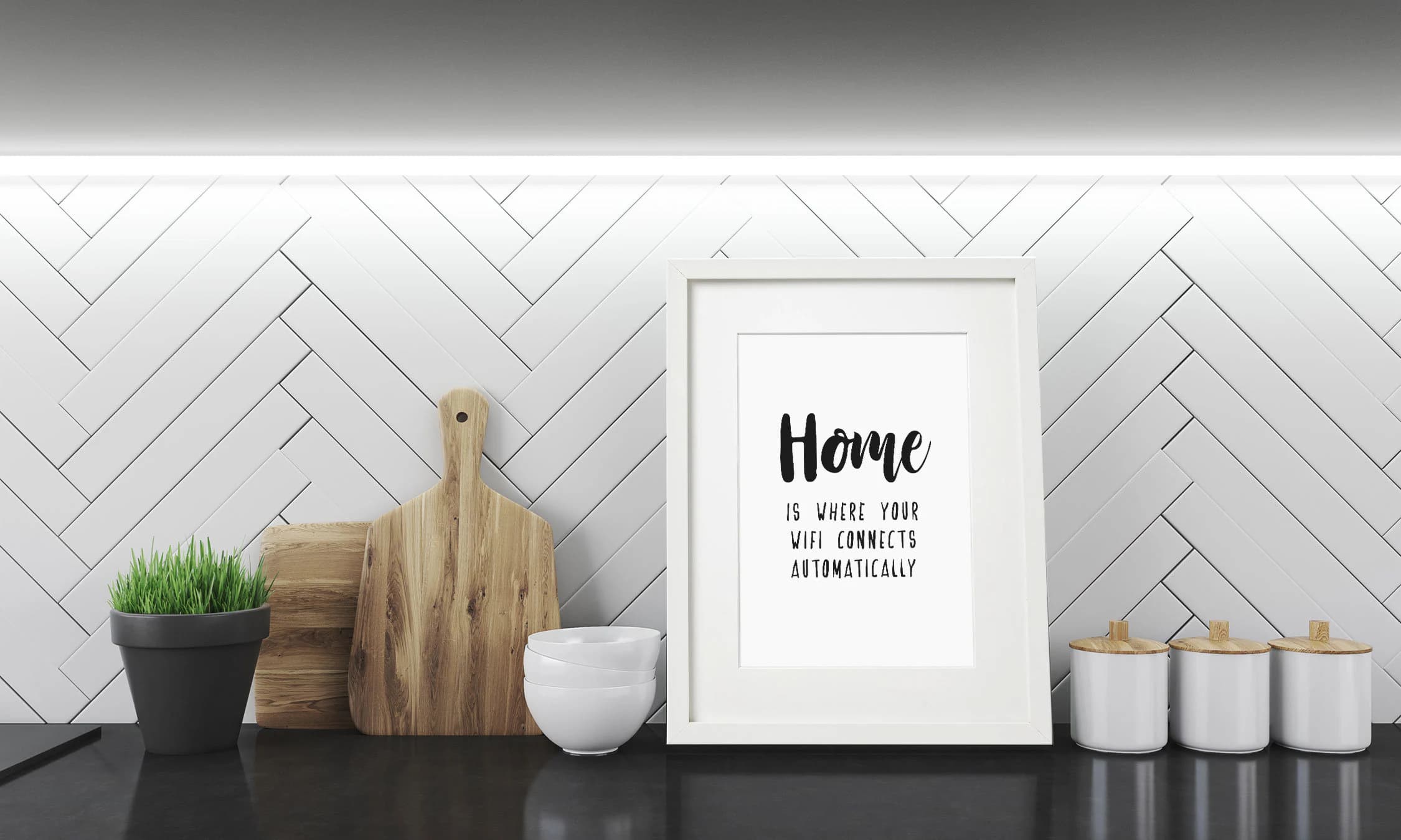Bild HOME Kunstdruck im Rahmen weiss Holzrahmen mit Passepartout Fine Art Deko Wandbild gerahmt Geschenk - image 5