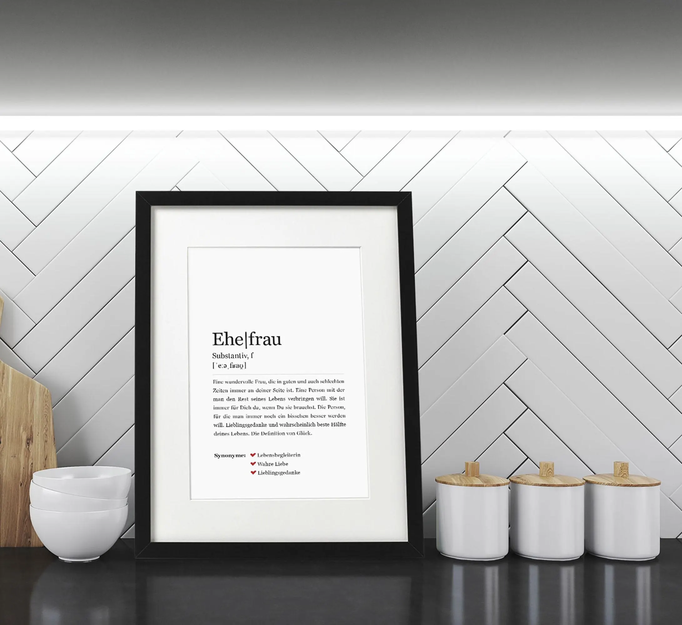 Ehefrau Kunstdruck im Rahmen Holzrahmen black Passepartout Deko Bild Wandbild Hochzeit Geschenk - image 4