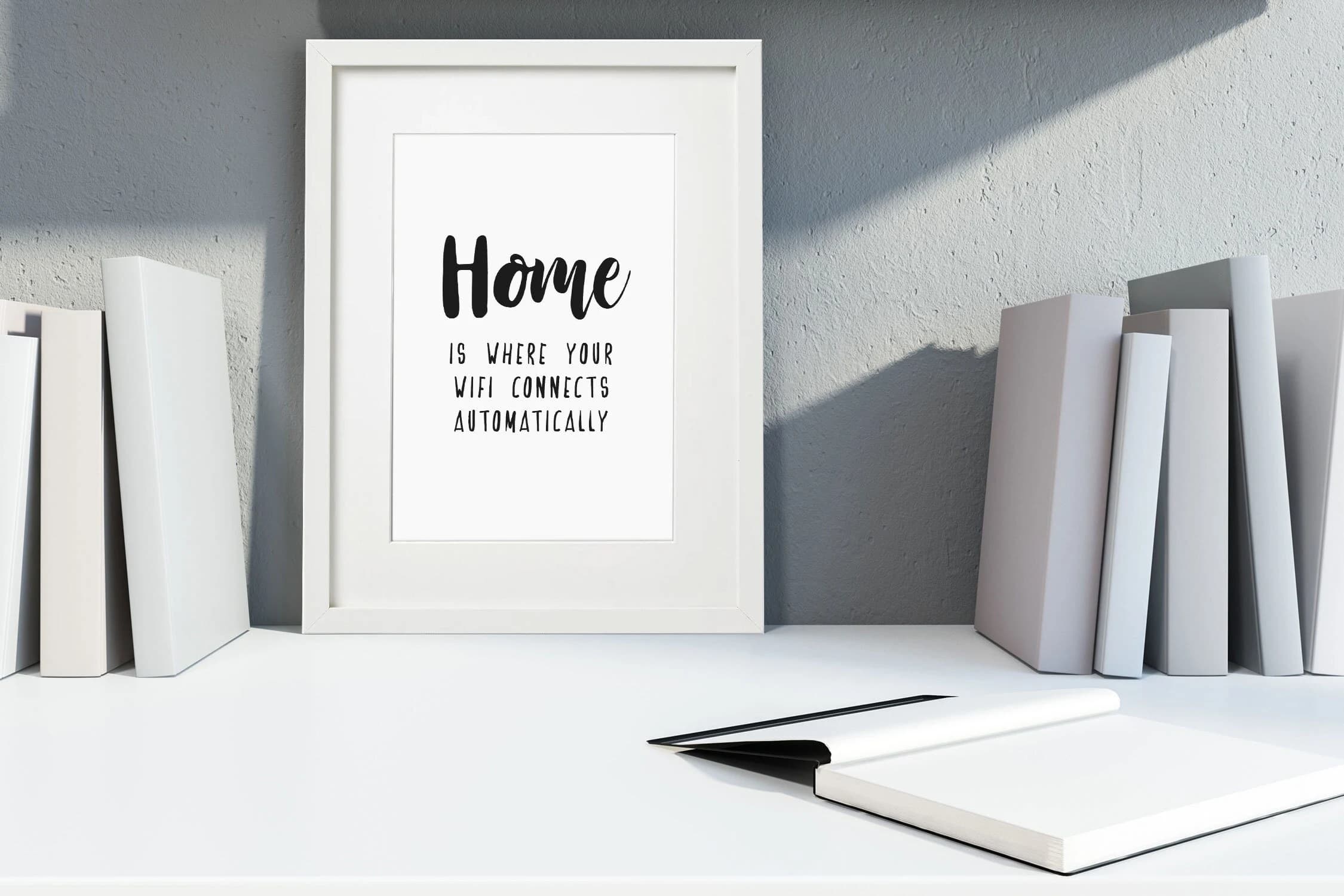 Bild HOME Kunstdruck im Rahmen weiss Holzrahmen mit Passepartout Fine Art Deko Wandbild gerahmt Geschenk
