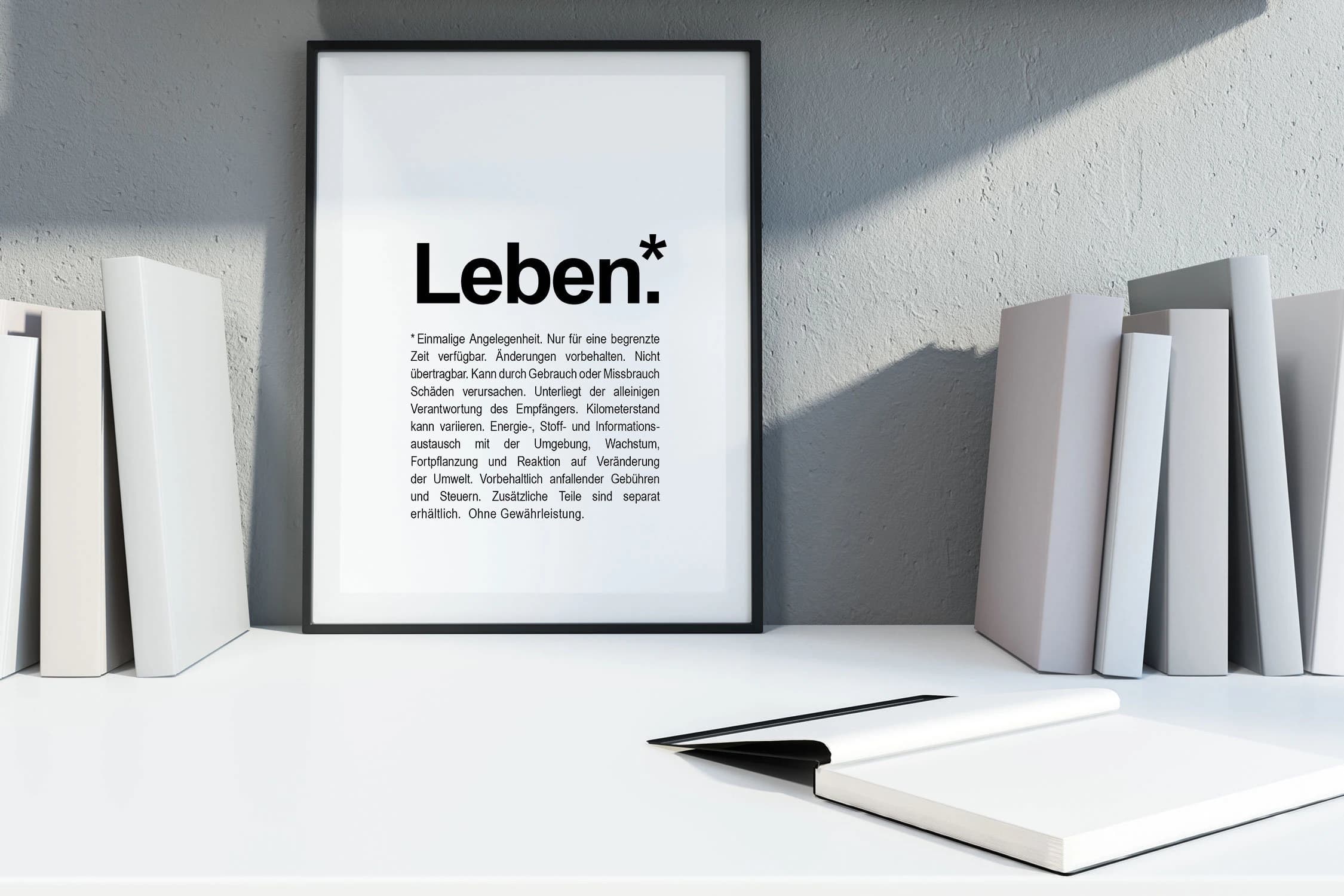 Definition Leben Kunstdruck Bild Poster Deko Philosophie Din A4 Fine Art Print Design Typo Grafik lustige und witzige Geschenkidee