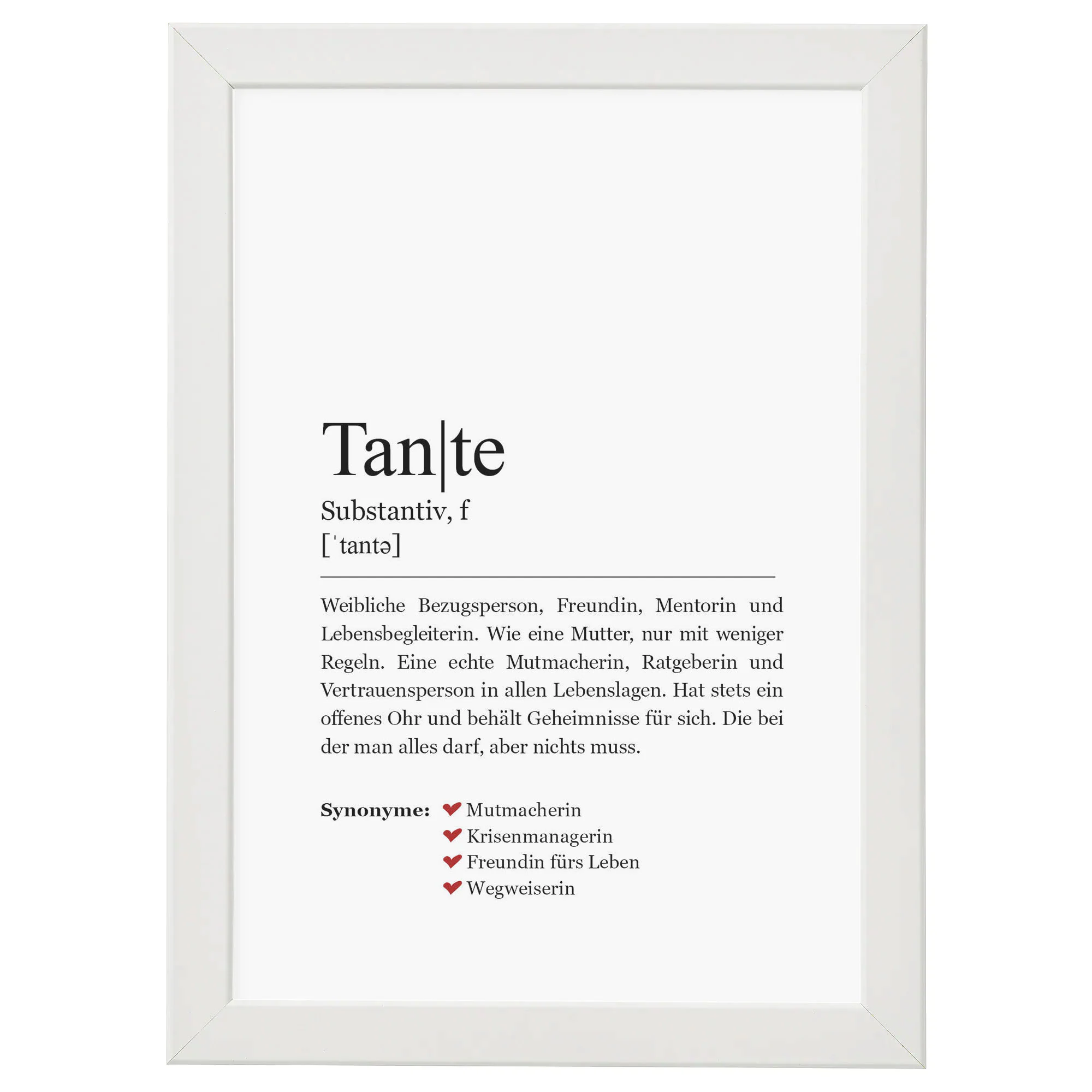 Tante Kunstdruck im Rahmen weiss gerahmt Bild Poster Deko Din A4 Holzrahmen