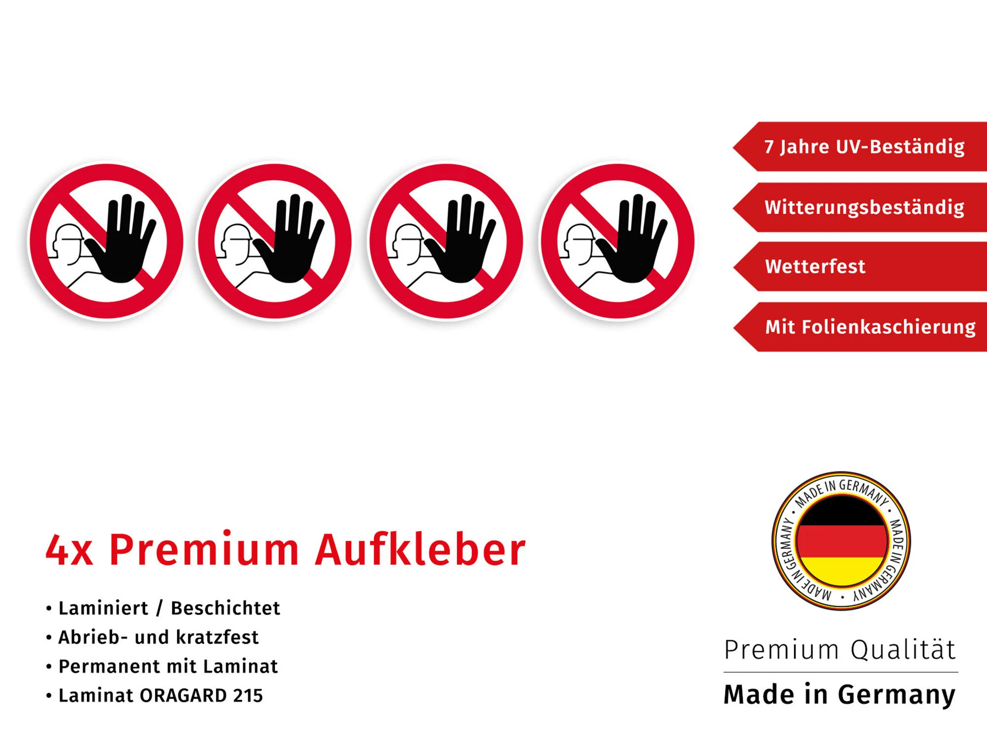 4x Aufkleber Sticker Set Kein Zutritt für Unbefugte Hinweis vinyl white Schild Wetterfest UV-Beständig