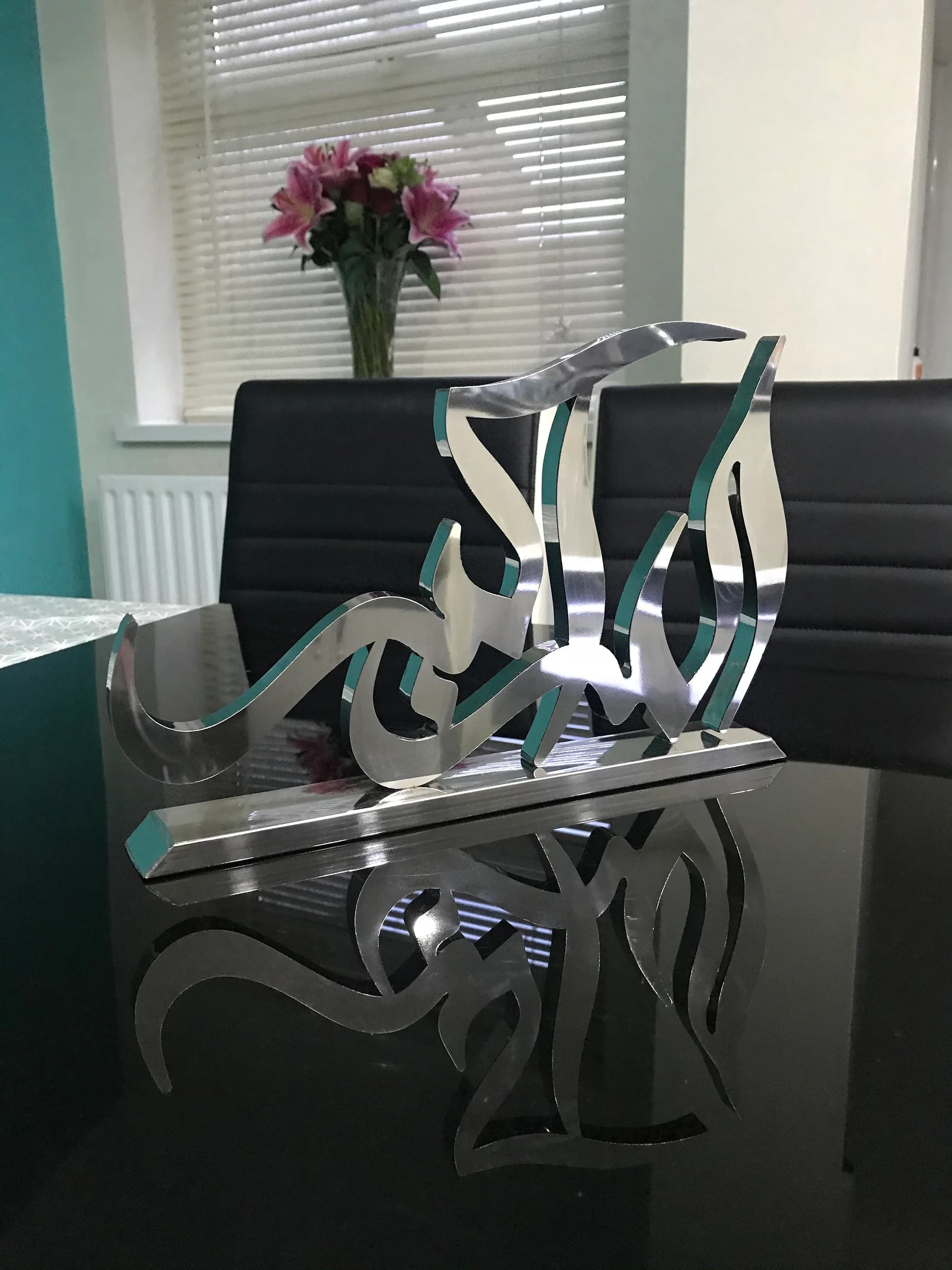 Handmade Stainless Steel Allahu Akbar 3D Art | Islamic Table Decor - image 3