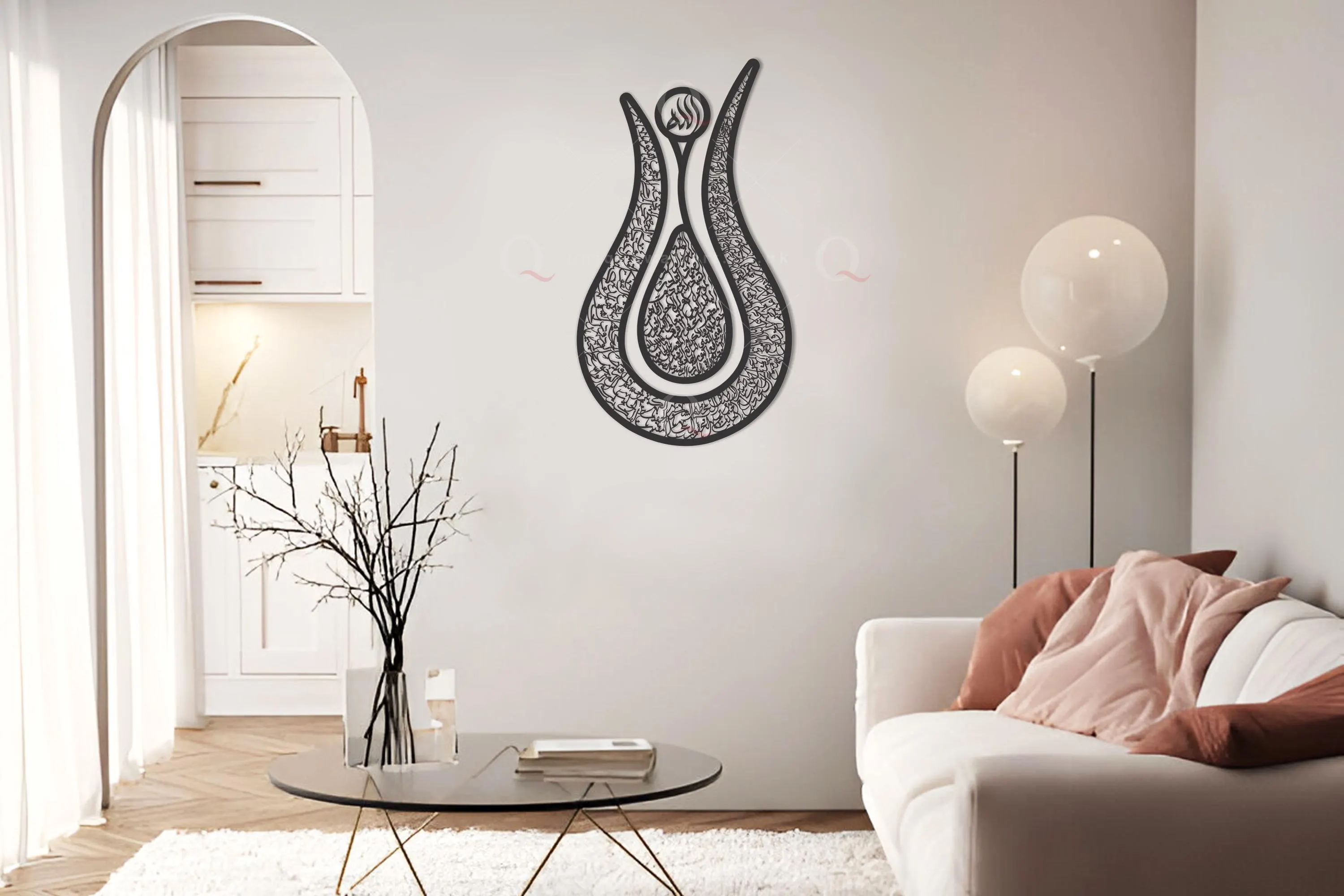 99 Names of Allah Tulip Islamic Wall Art | 3D Stainless Steel Handmade Islamic Calligraphy Home Decor | Muslim Eid Gift - image 4