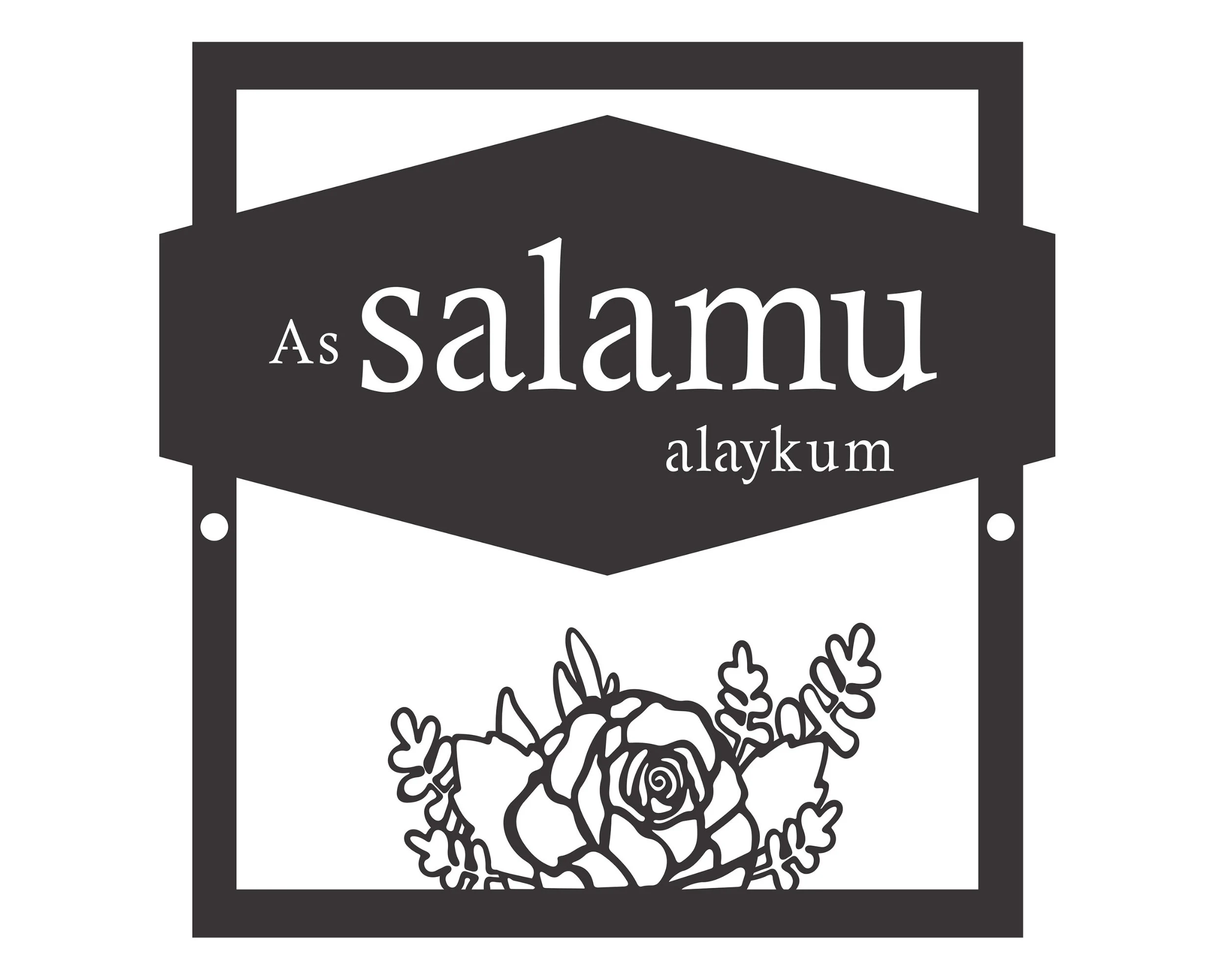 Floral Islamic Welcome Sign | Stainless Steel As Salamu Alaykum Front Door Decor | Musim Home Decor