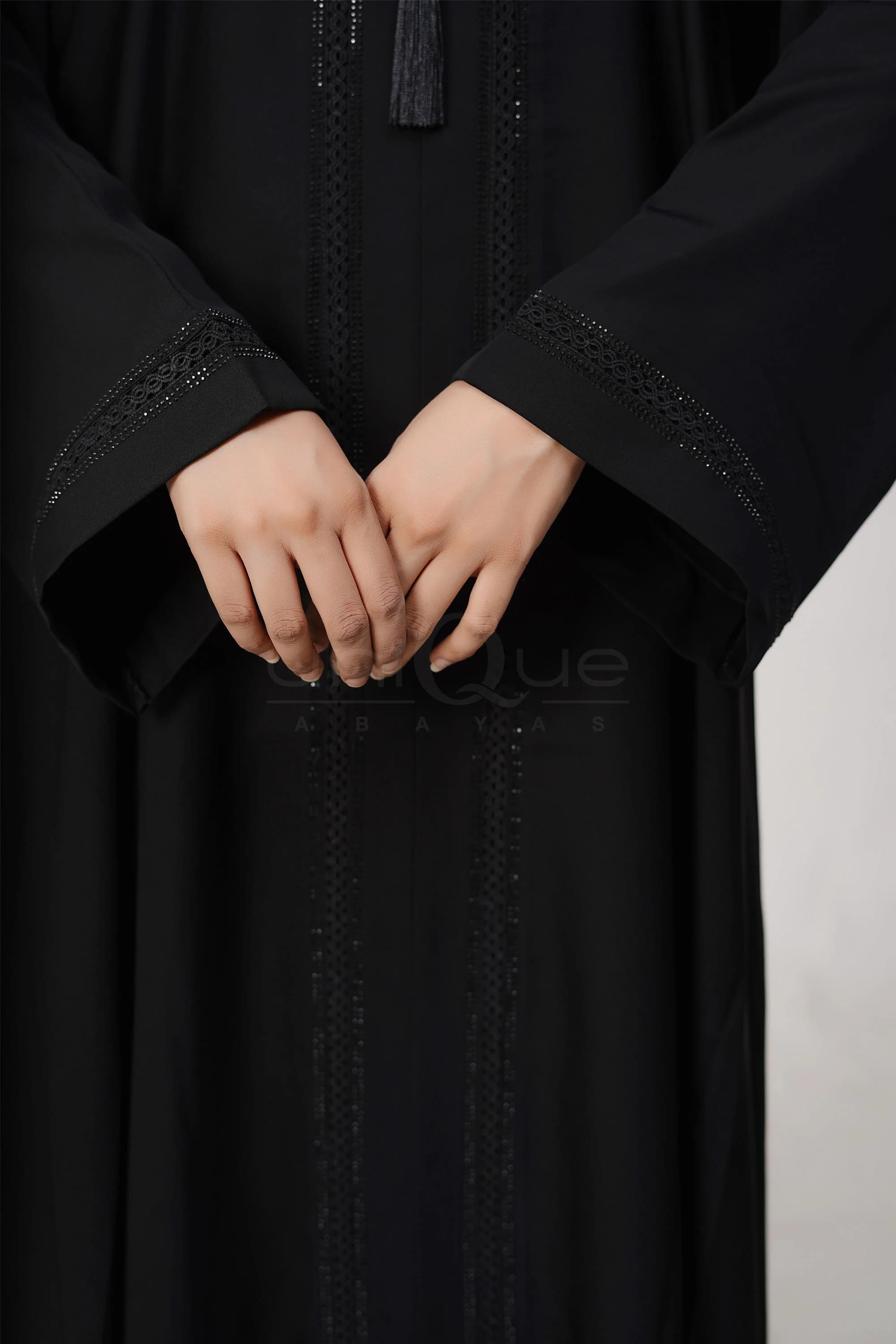 Lace Tassel Black, Blue, Plum Closed Muslim Abaya | Muslim Hijab Wear - image 5