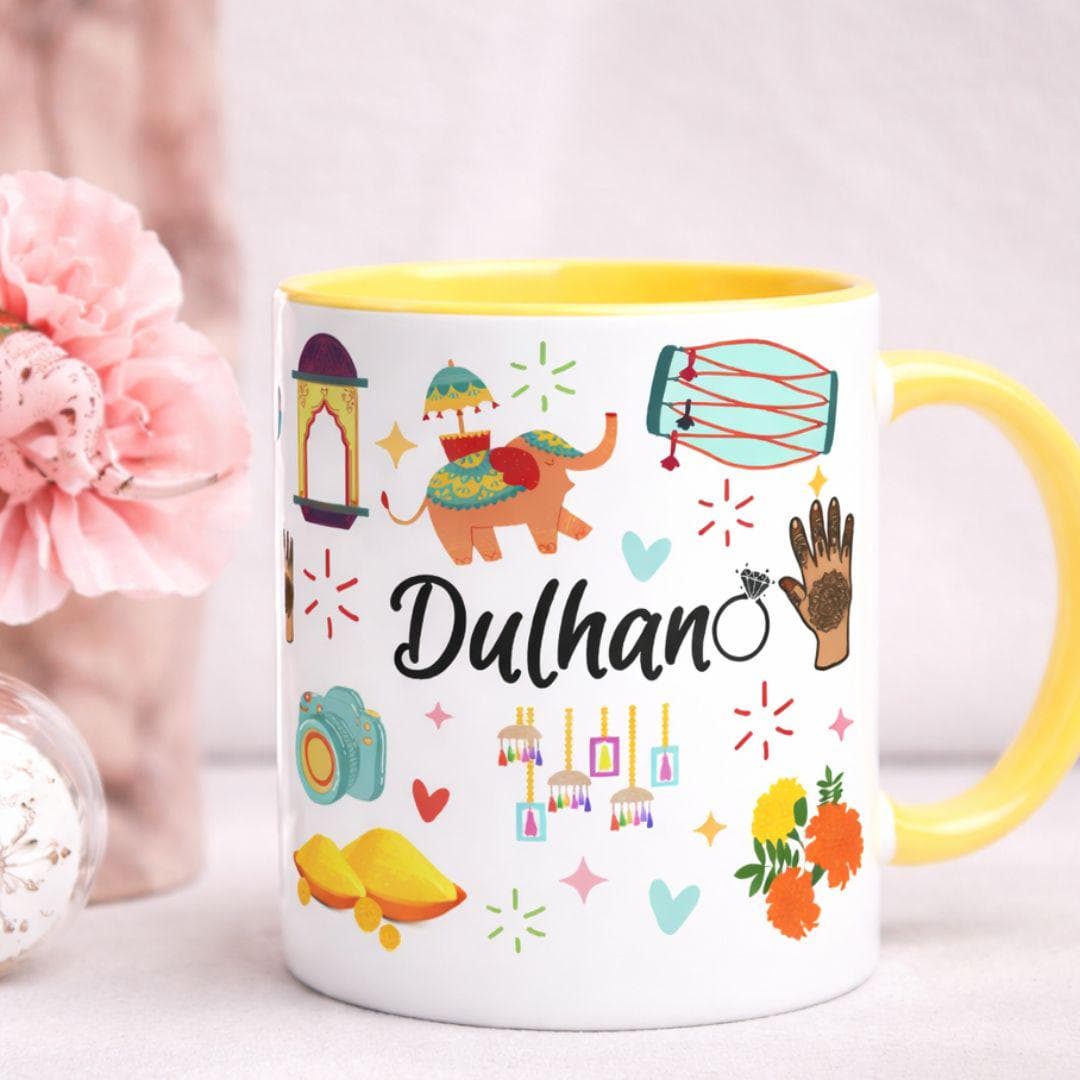 Dulhan Mug, Desi Bride Lehenga Gift, Indian Bridal Shower, Desi Wedding Mug, Bride Squad Gift, South Asian Wedding, Sangeet Mehndi Party