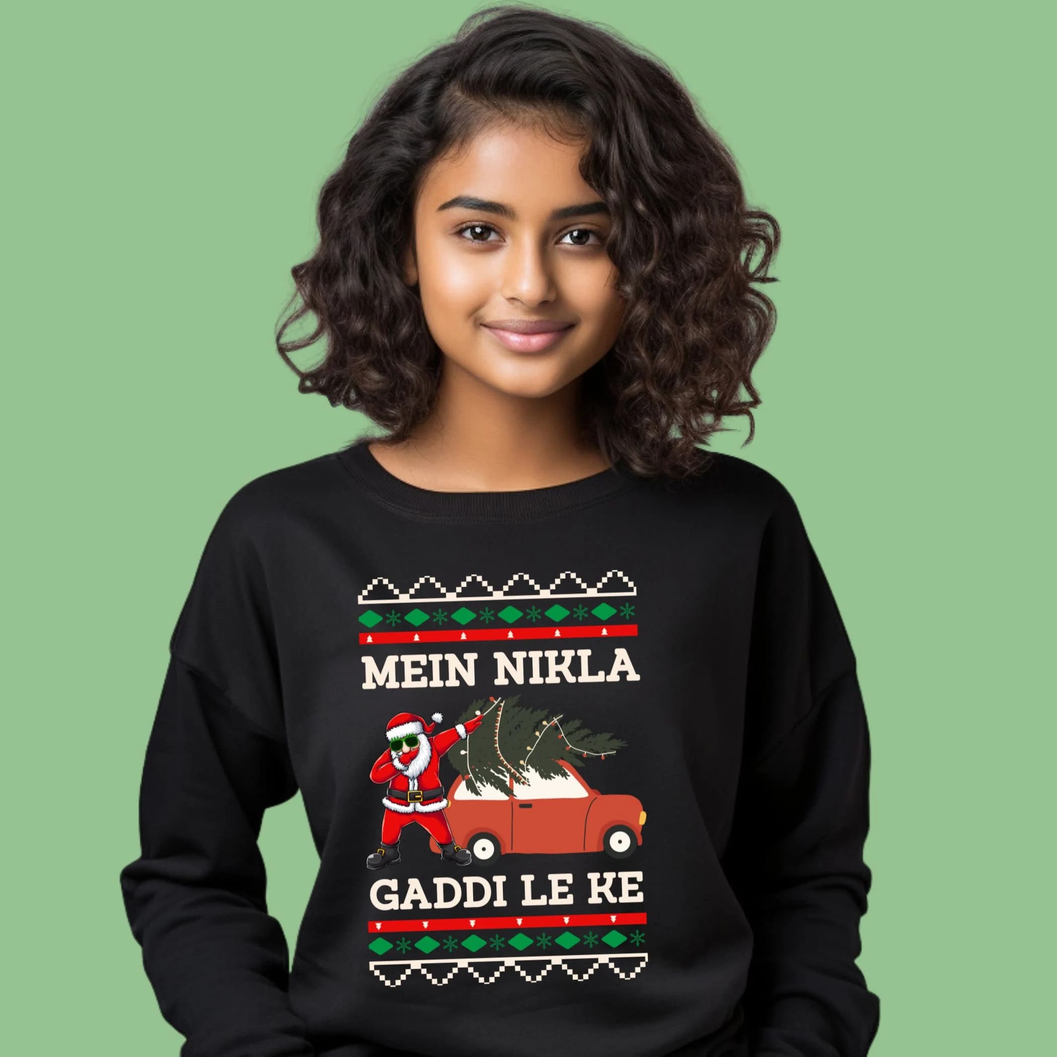 Desi Santa Ugly Christmas Sweatshirt, Indian Xmas Gift, Punjabi Christmas Sweater, Funny Desi Jumper, Brown Santa, Unisex Pullover - image 3