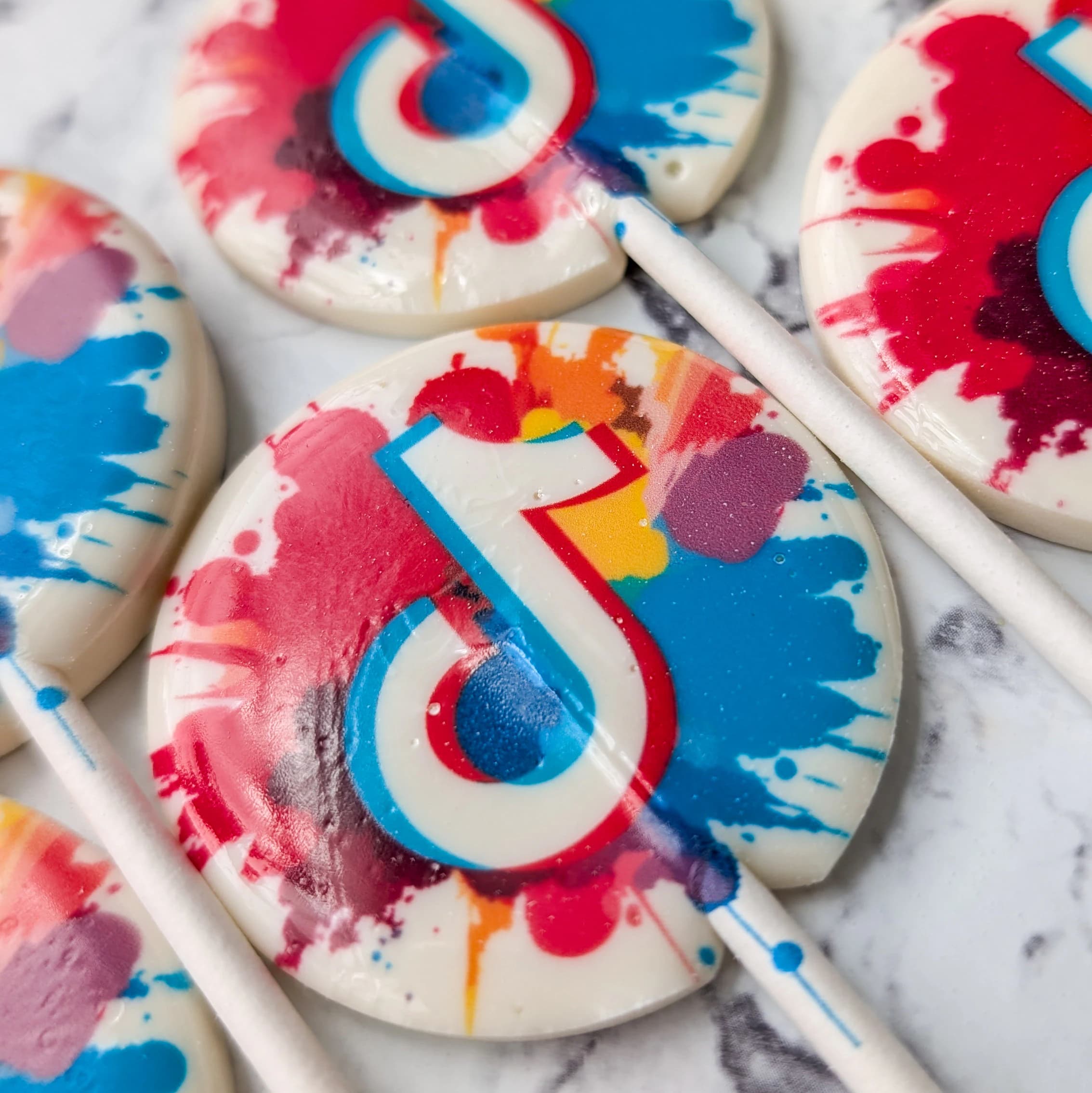 Full Colour Corporate Lollipop Favours (10 Pack), Branded Lollies, Printed Lollipops, Gourmet Lollies, Corporate Favours with Logo