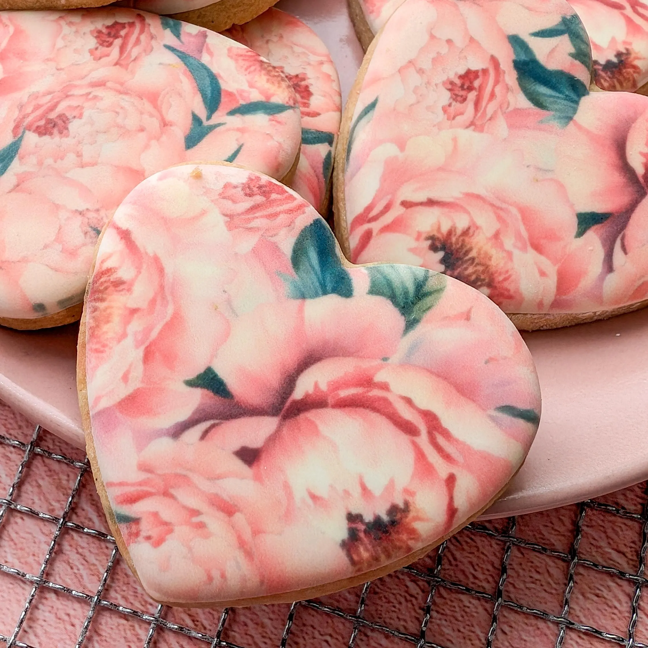 Peonies Floral Biscuit Gift Box: Hand-Iced Cookies