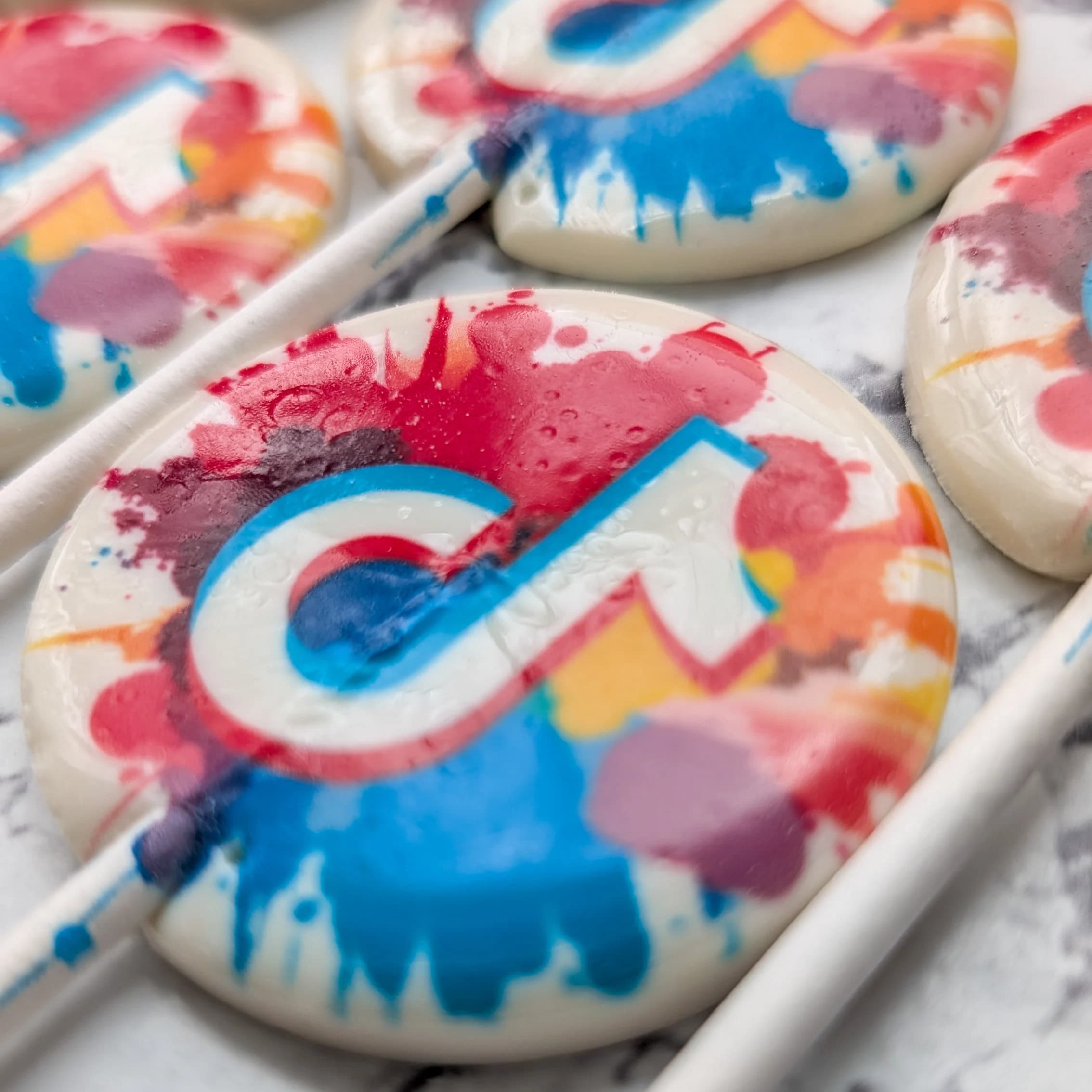 Full Colour Corporate Lollipop Favours (10 Pack), Branded Lollies, Printed Lollipops, Gourmet Lollies, Corporate Favours with Logo - image 2