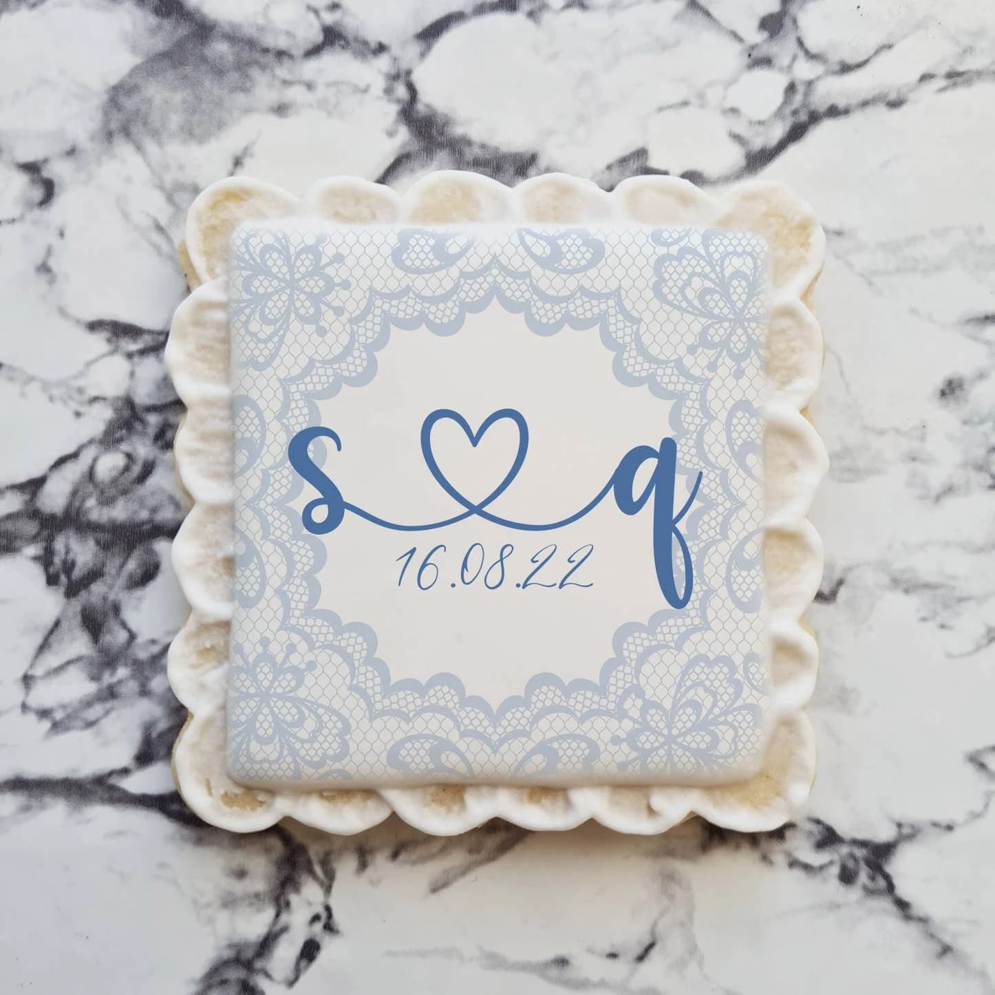 Personalized Wedding Favour Biscuits, Hand-Iced Lace Design Cookies, Bride & Groom Initials, Engagement Edible Table Decor, Elegant Treats - image 5