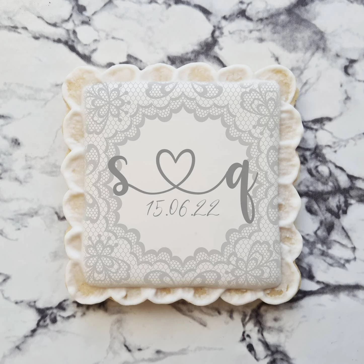 Personalized Wedding Favour Biscuits, Hand-Iced Lace Design Cookies, Bride & Groom Initials, Engagement Edible Table Decor, Elegant Treats - image 2