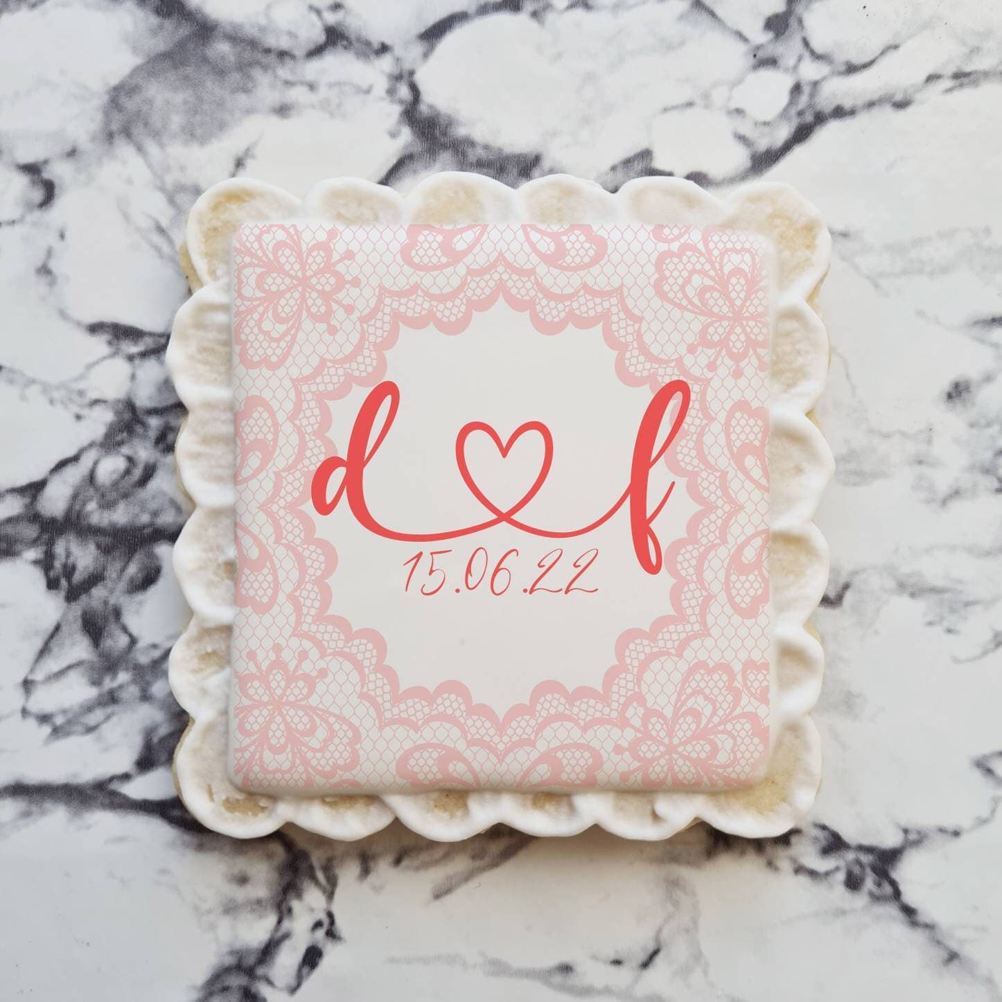 Personalized Wedding Favour Biscuits, Hand-Iced Lace Design Cookies, Bride & Groom Initials, Engagement Edible Table Decor, Elegant Treats
