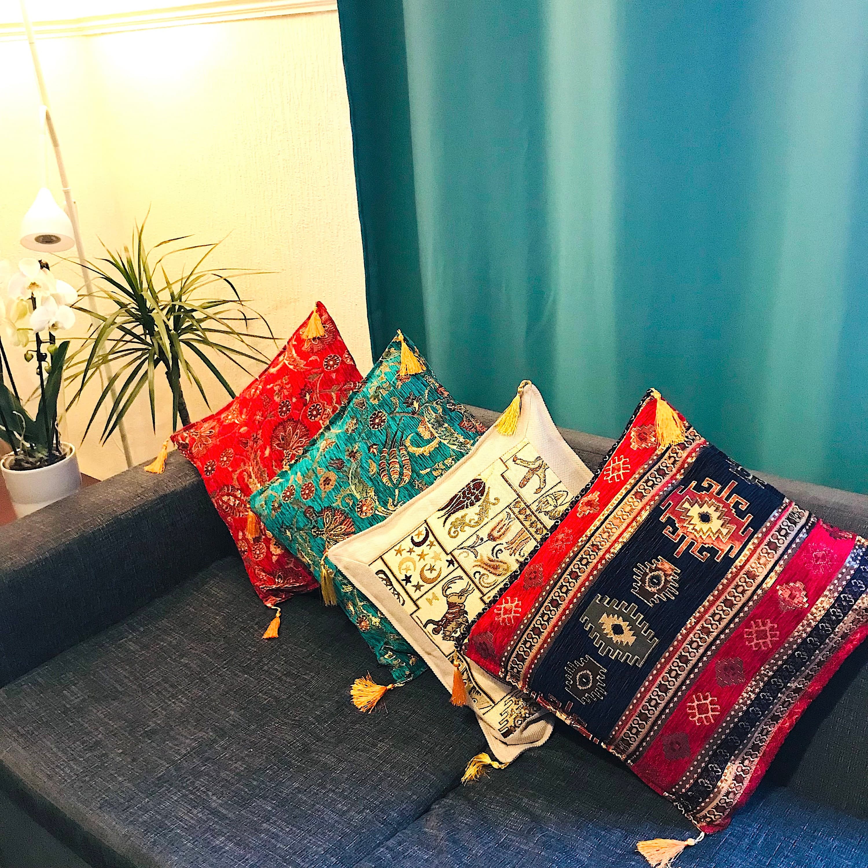 Kilim Fabric Rug Design Cushion, Sofa Pillow Covers, Farmhouse Style Geometric Pillow Case, Decorative Print Ethnic Home  Size: 45x45 cm - image 5