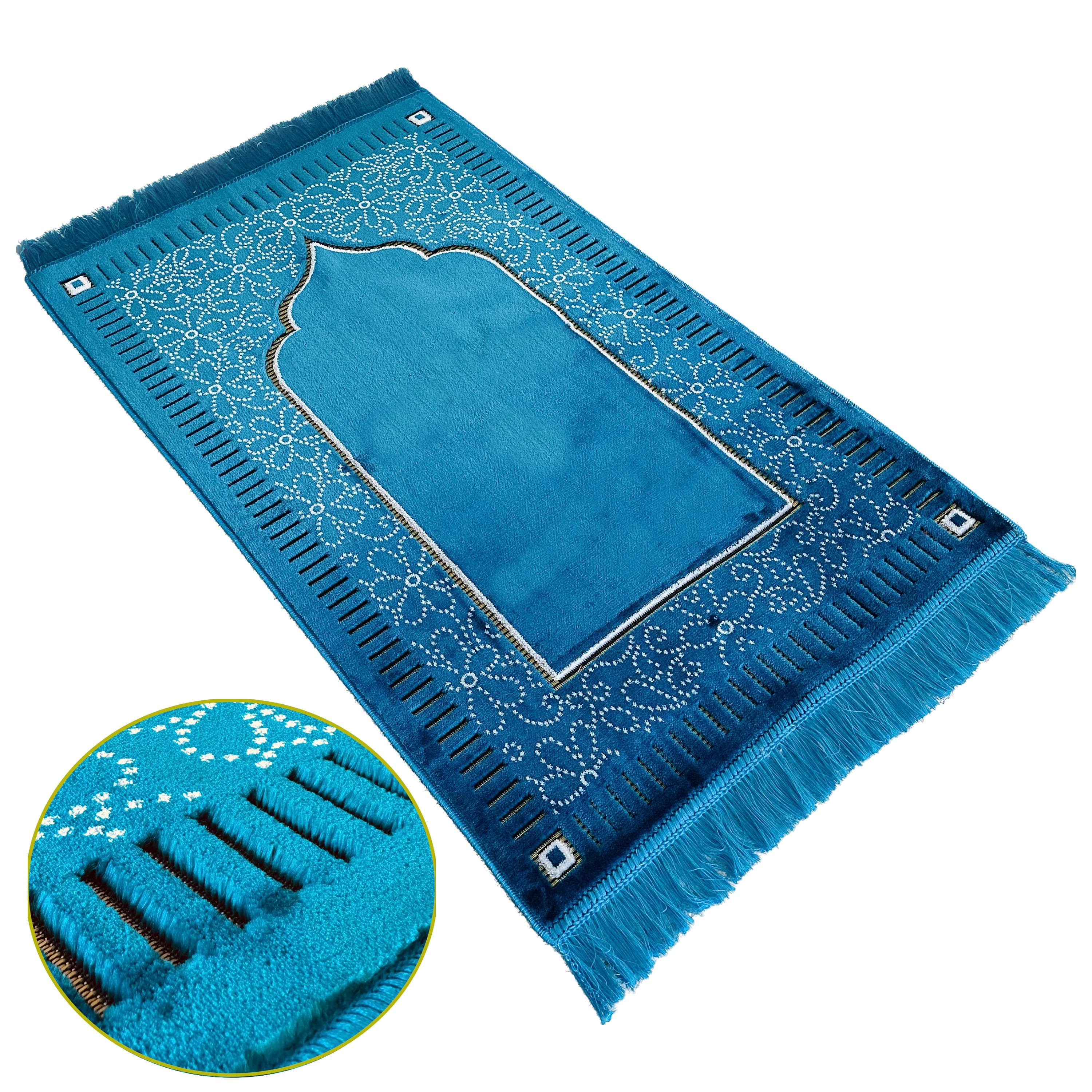 New Mihrab Style Velvet Prayer Rug (750g)-Large Prayer Mat / Janamaz |  Size: 110x70 cm - Made in Turkey - image 5