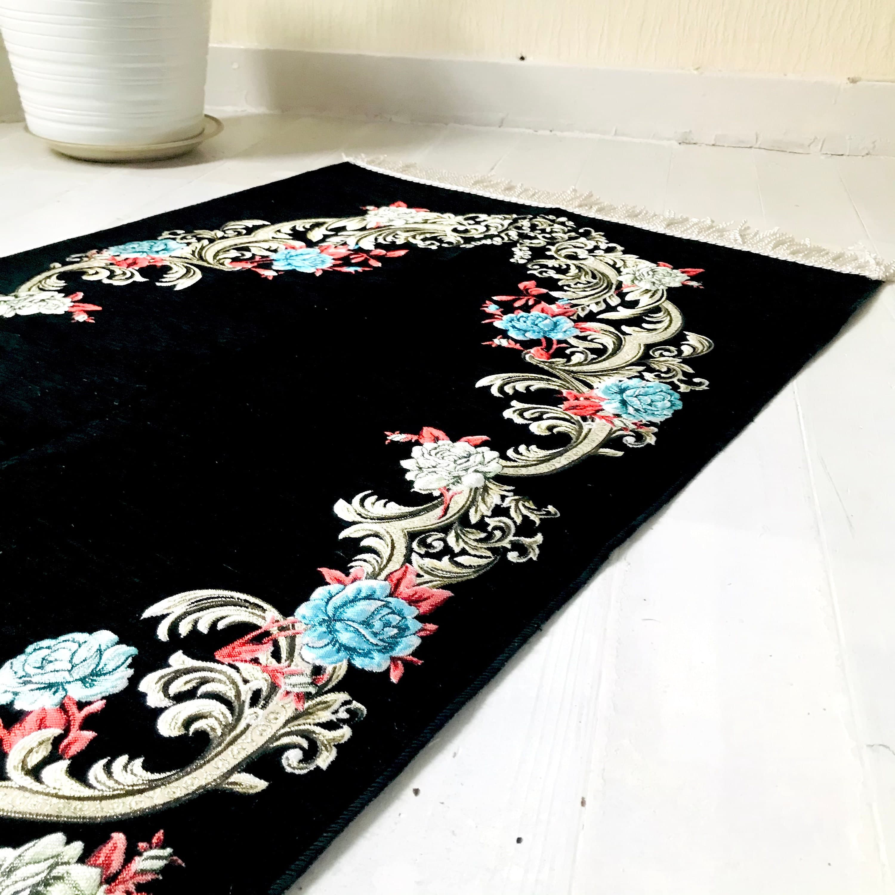 Traditional Uyghur Patterned Prayer Rug | Large Size Mat / Janamaz - (125 x 67 cm) - Made in Turkey - image 3
