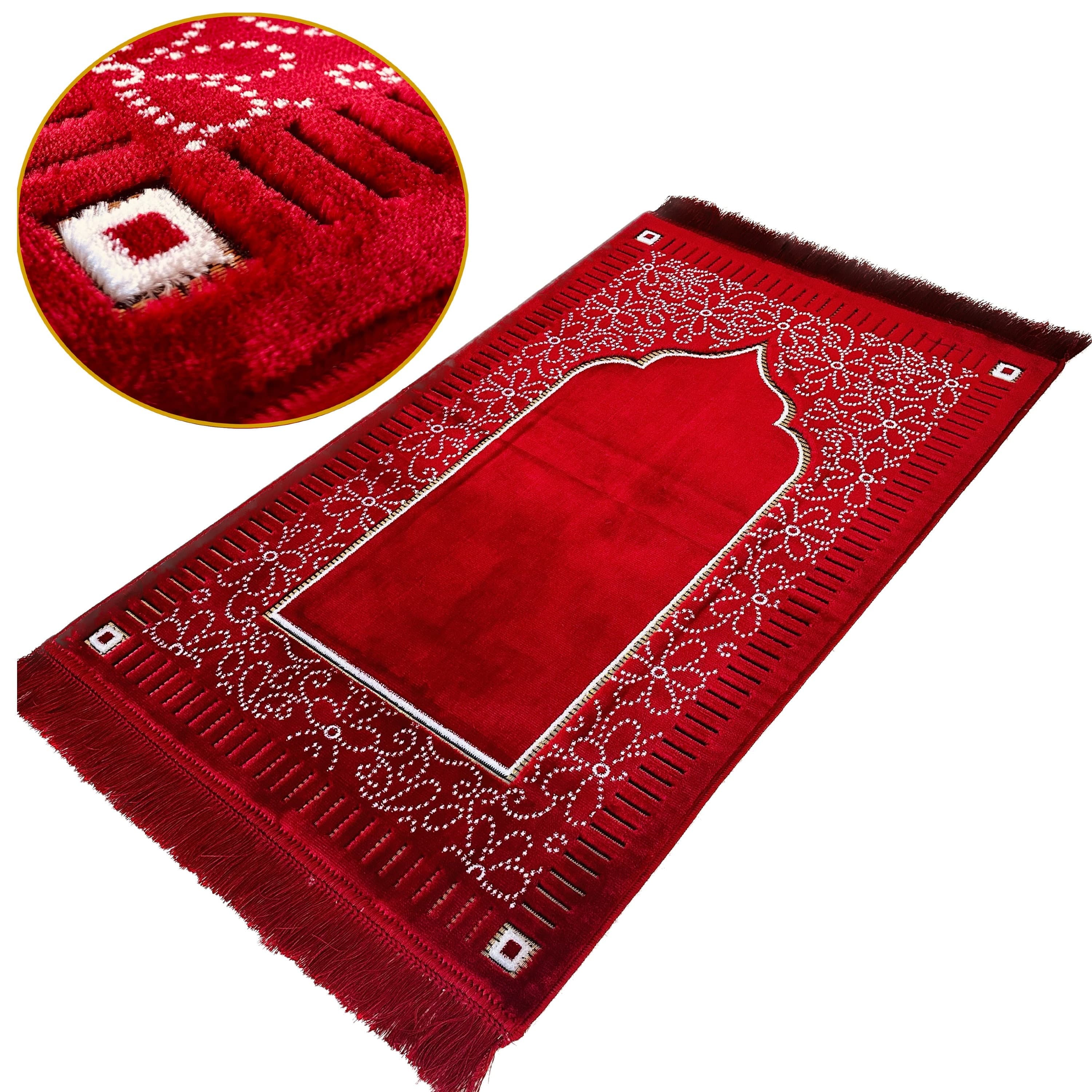 New Mihrab Style Velvet Prayer Rug (750g)-Large Prayer Mat / Janamaz | Size: 110 x70 cm - Made in Turkey