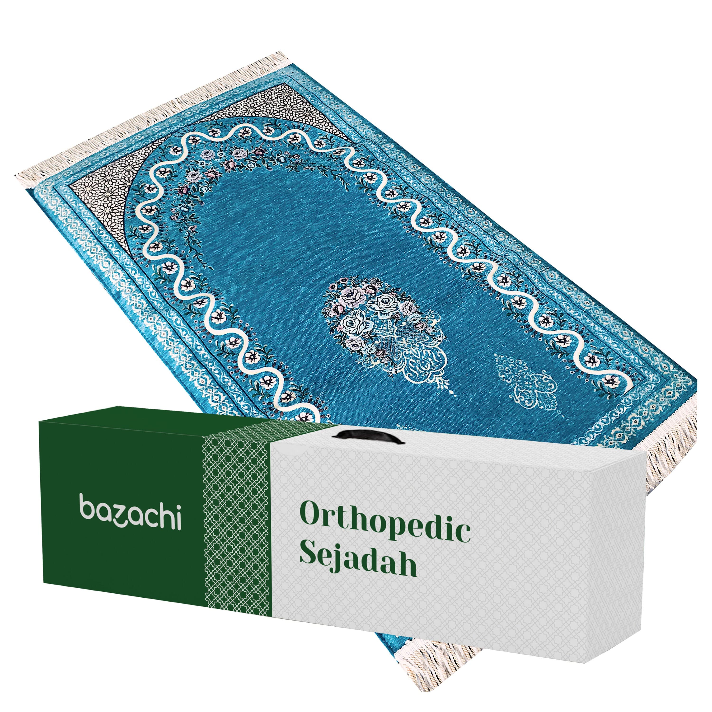 Mihrab Style Original Padded (Cushioned) Large Prayer Rug (1.5kg) Sajadah with Tasbih - %100 Satisfaction & Free Gift Box - image 3
