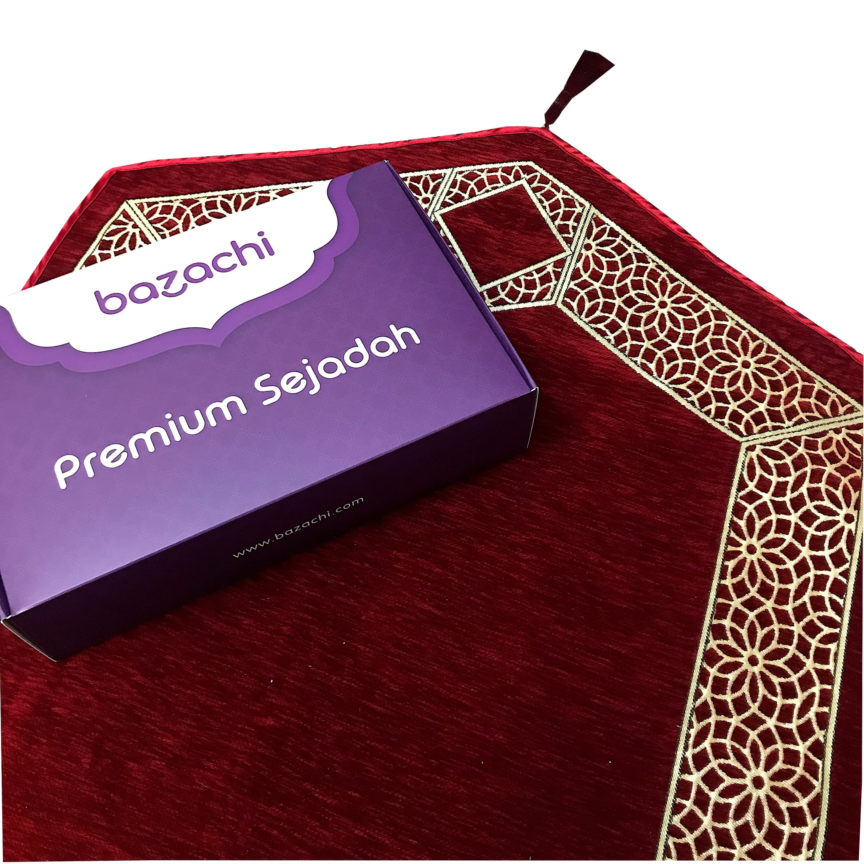Triangle Design Golde Embroidered Prayer Rug with Beads, Janamaz with Gift Packaging for His & Hers Gift - image 3