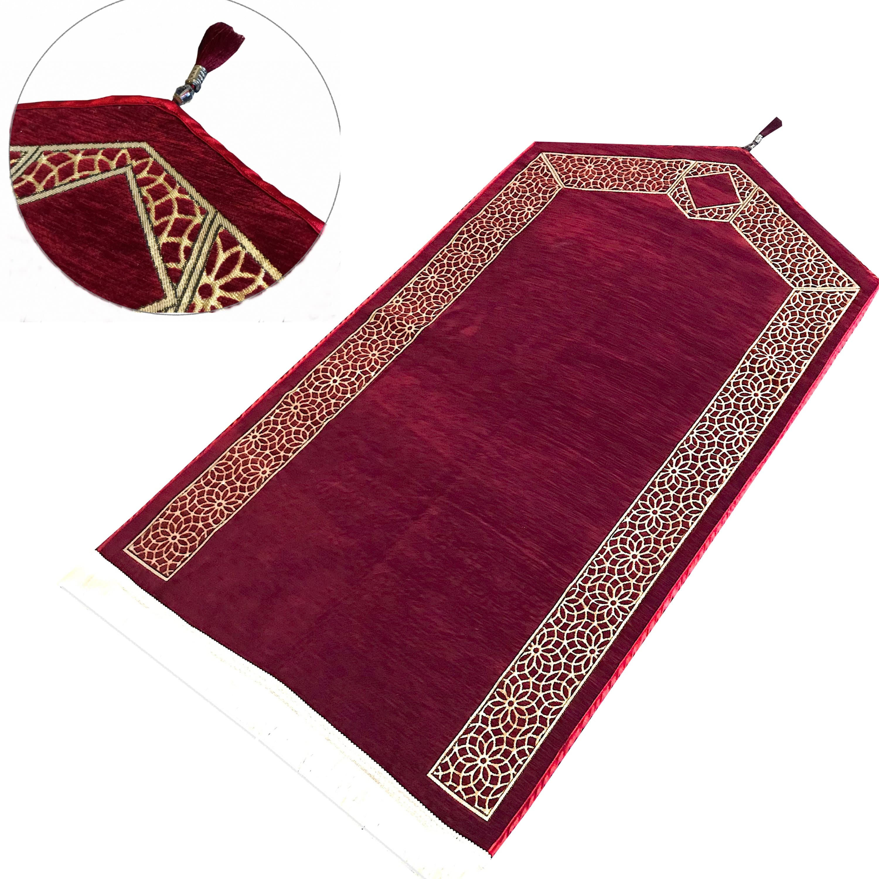 Triangle Design Golde Embroidered Prayer Rug with Beads, Janamaz Gift for His & Hers Gift - image 5