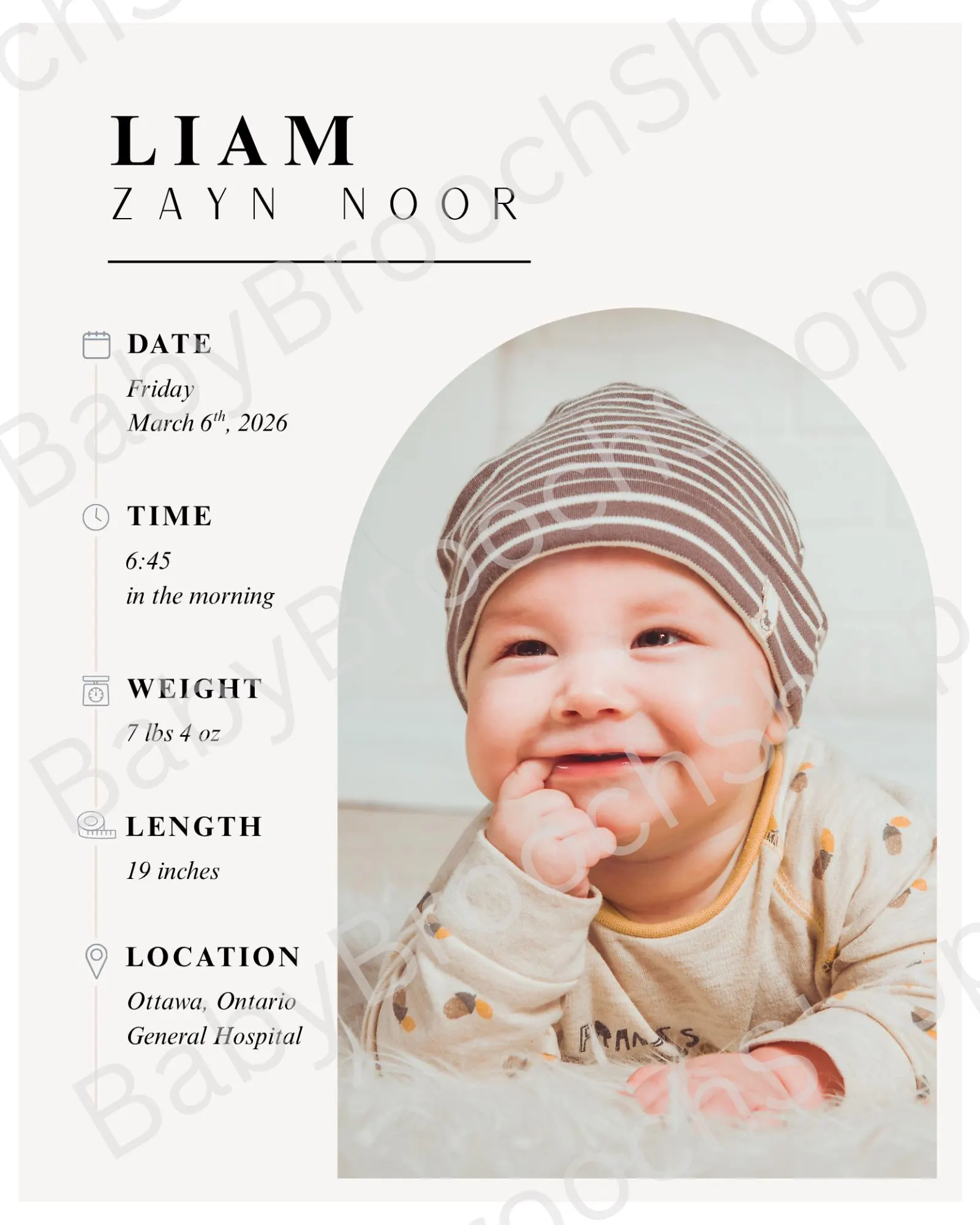 Personalized Baby Birth Stats Print | Minimalist Nursery Wall Art (Digital Download) - image 5