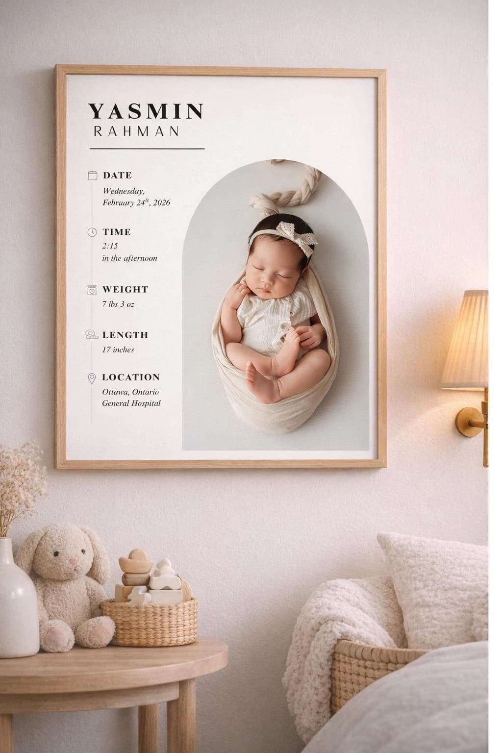 Personalized Baby Birth Stats Print | Minimalist Nursery Wall Art (Digital Download) - image 4