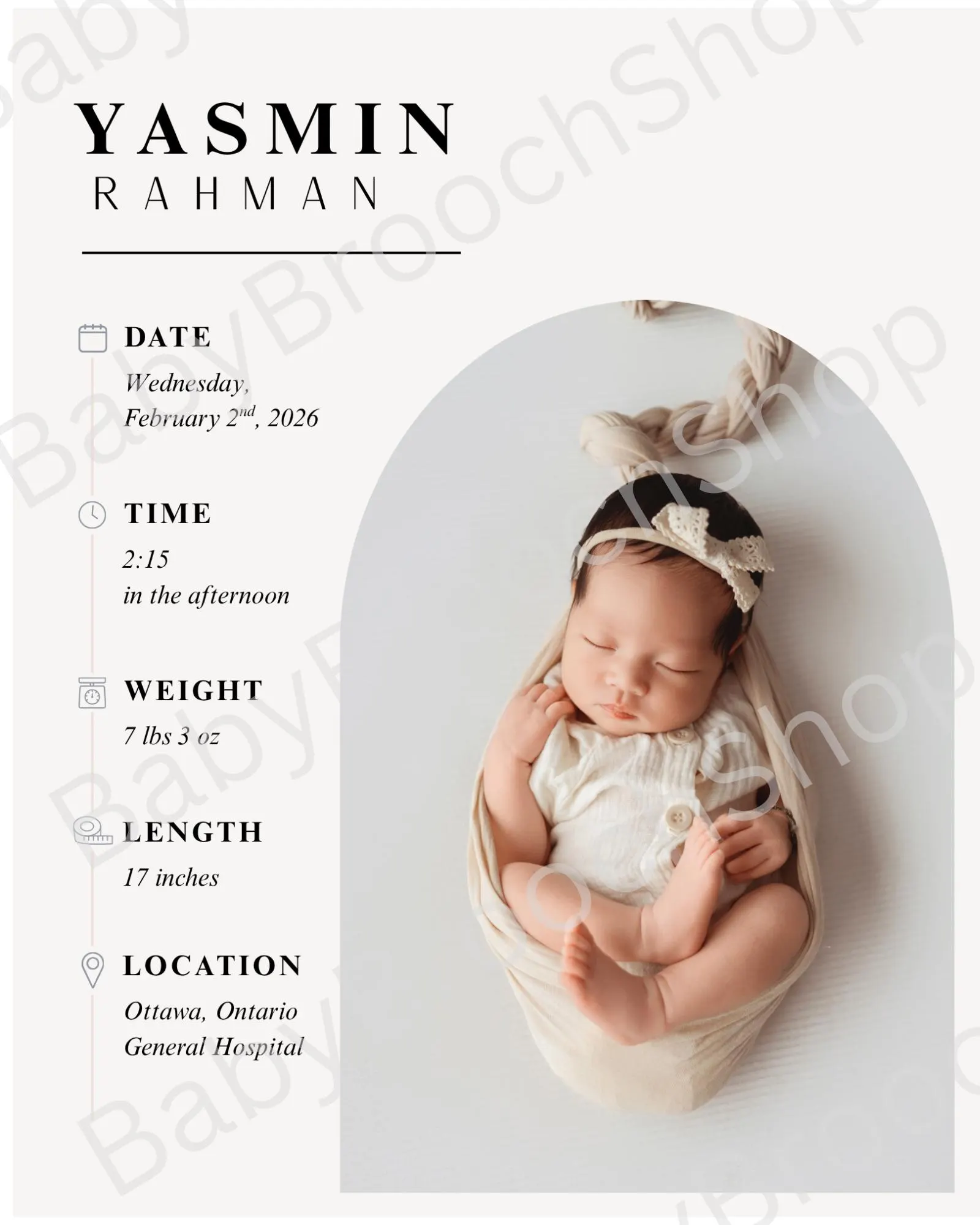 Personalized Baby Birth Stats Print | Minimalist Nursery Wall Art (Digital Download) - image 2