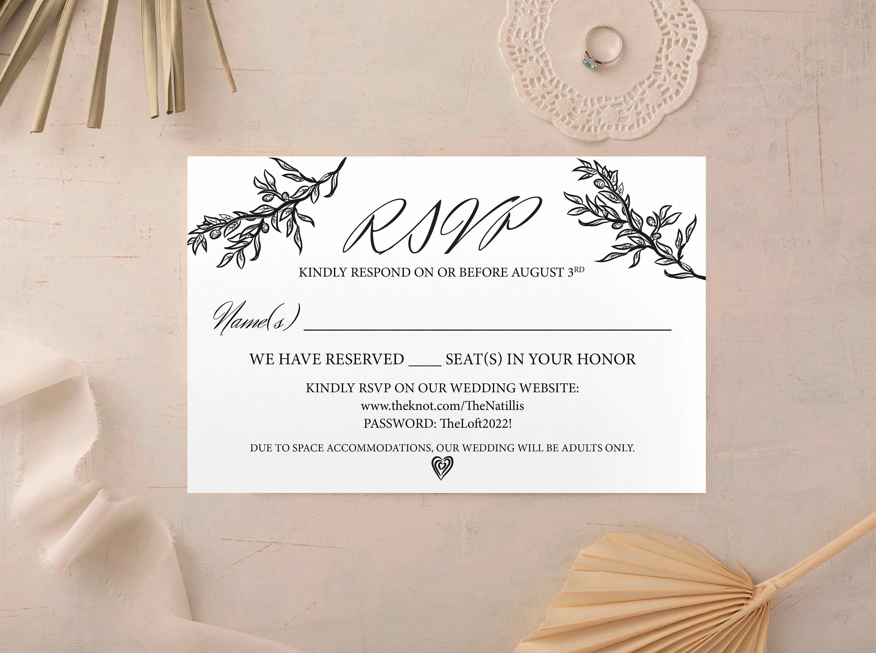 Printed RSVP Card and Envelope