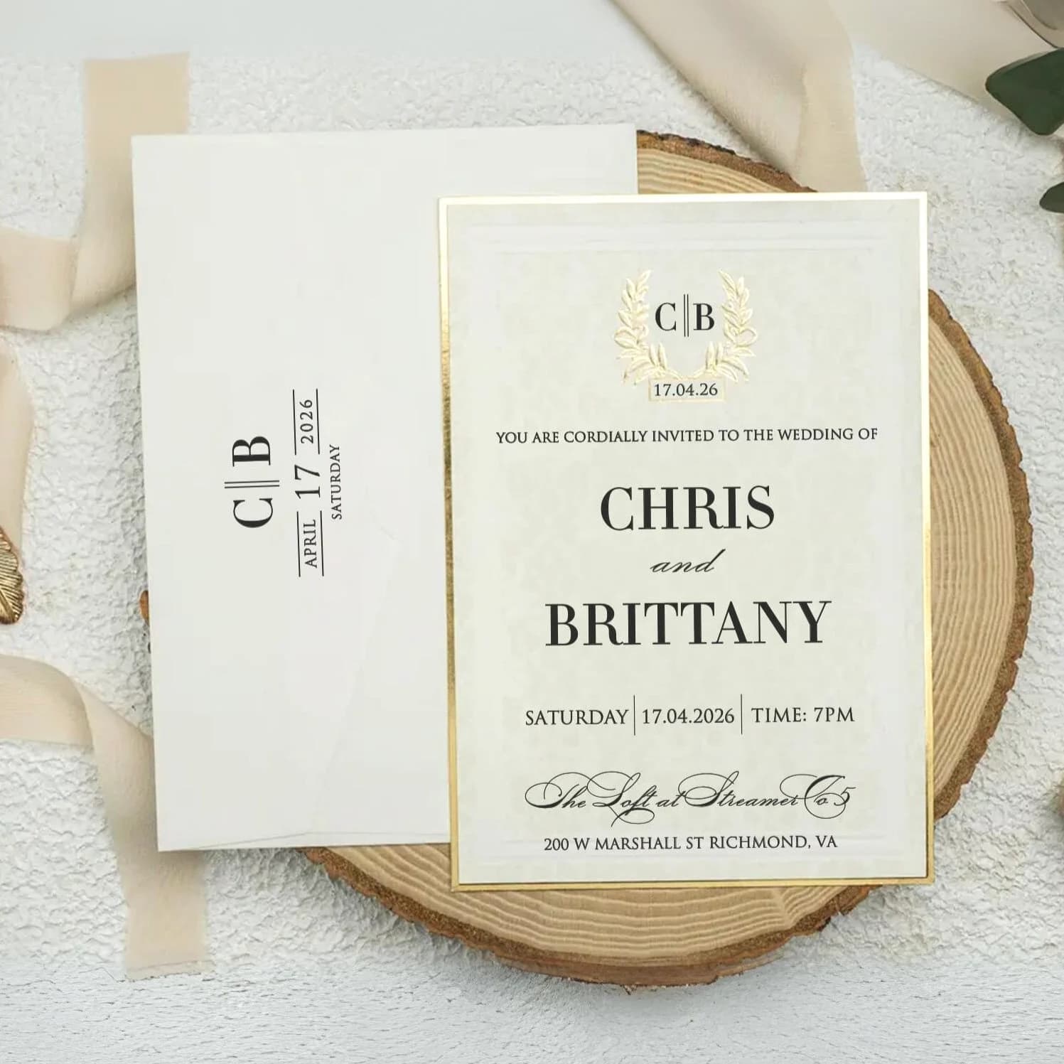 Modern Wedding Invitation Template, Digital Download, Canva Editable - Customizable Template - Minimalist Wedding Invitation