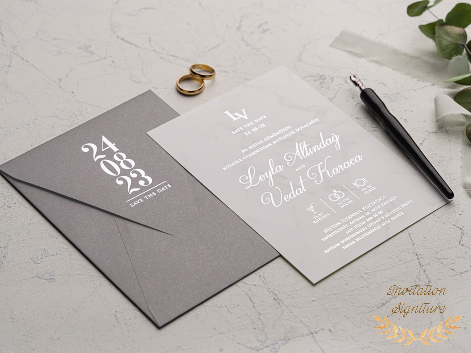 Wedding Invitation with minimalist design custom wax seal black invitation uniqe design silver foil , Formal Royal Wedding Invitation Set - image 3
