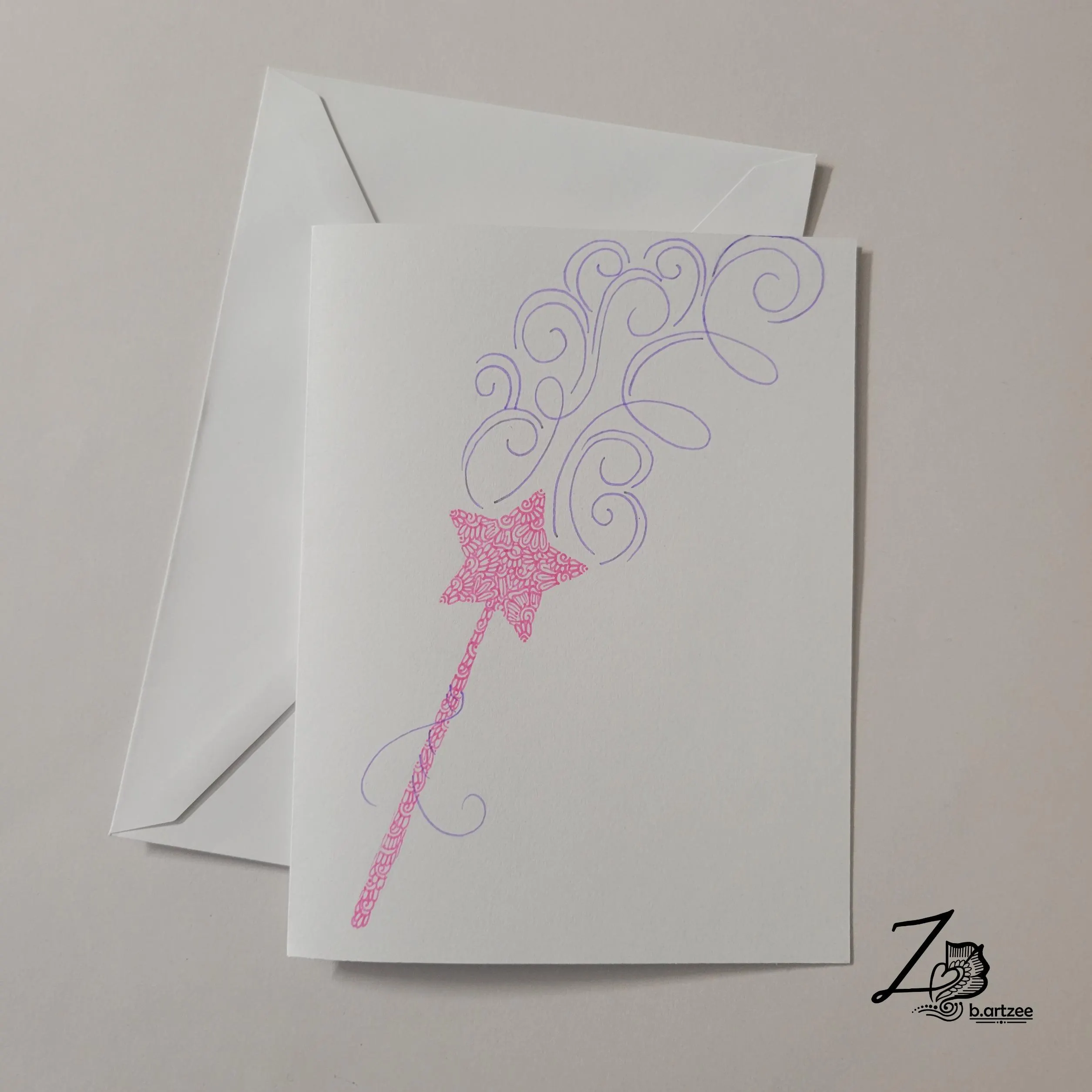 Magic Wand Card - disney princess birthday, magical, witch art, cast a spell, make a wish, fairytale artwork, blank card, all occasion cards