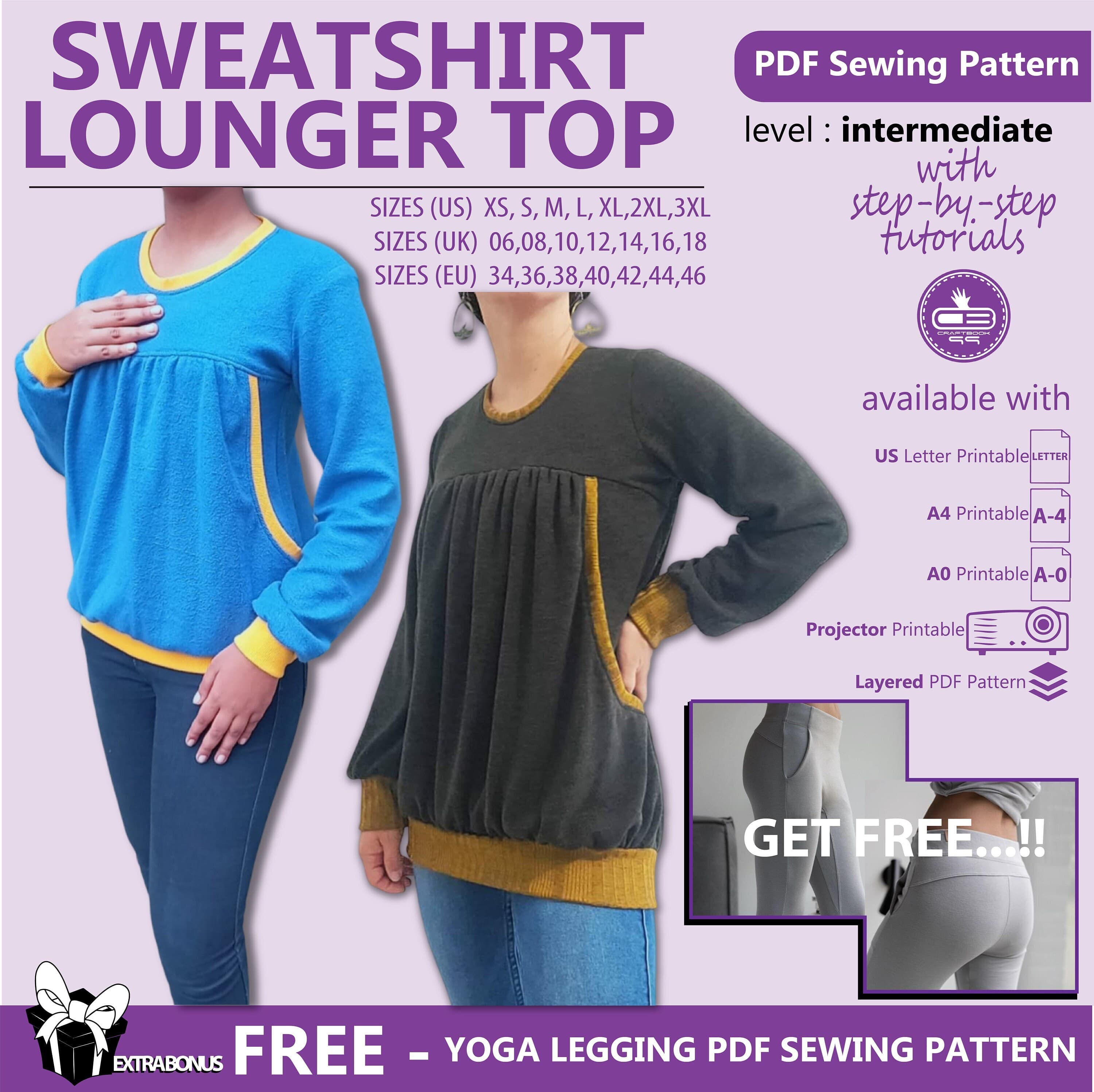 Sweatshirt Lounger Top PDF Sewing Pattern | Winter DIY | Sweater Patterns