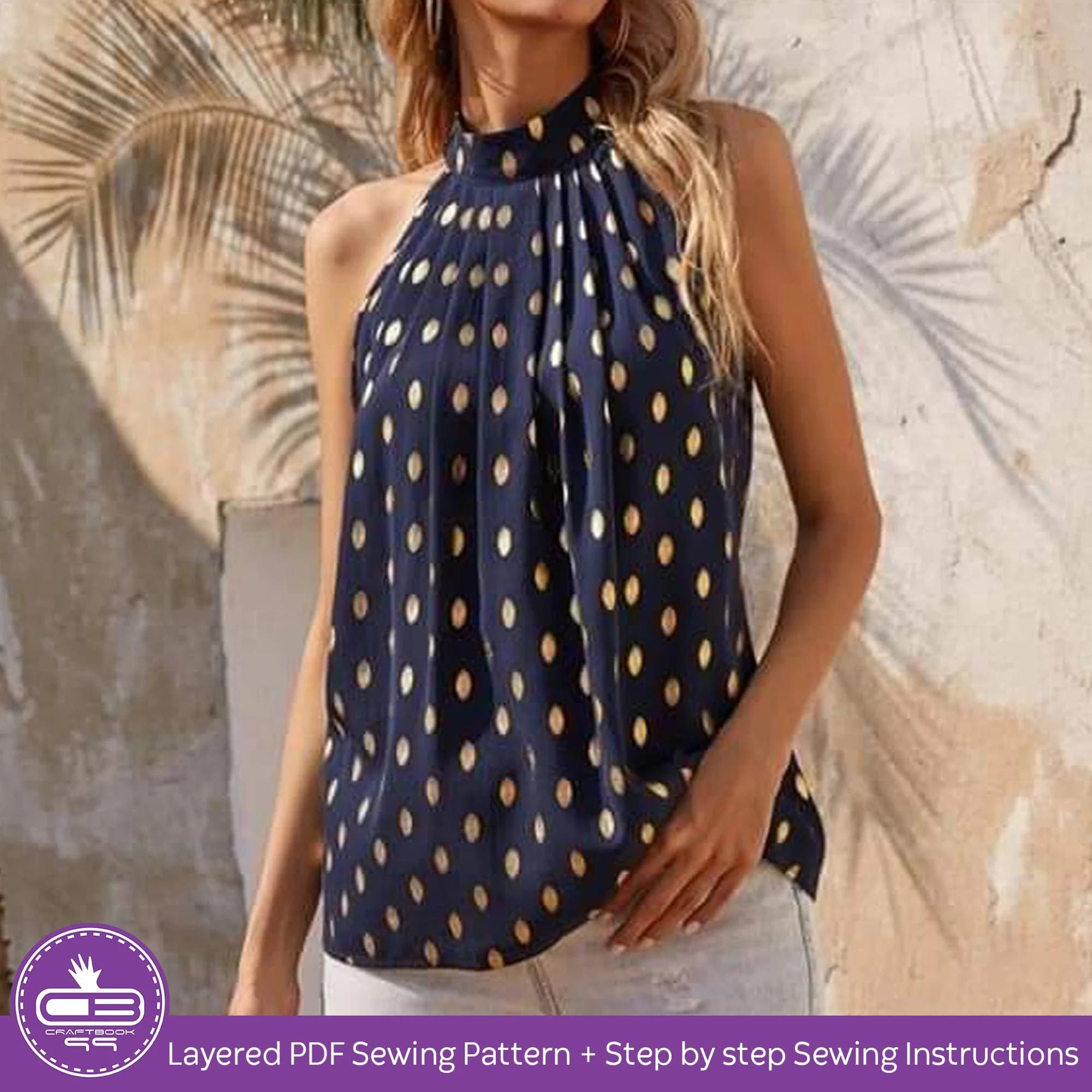 Women's Pleated Tank Top PDF Sewing Pattern | Summer Sundress DIY | Beginner Friendly
