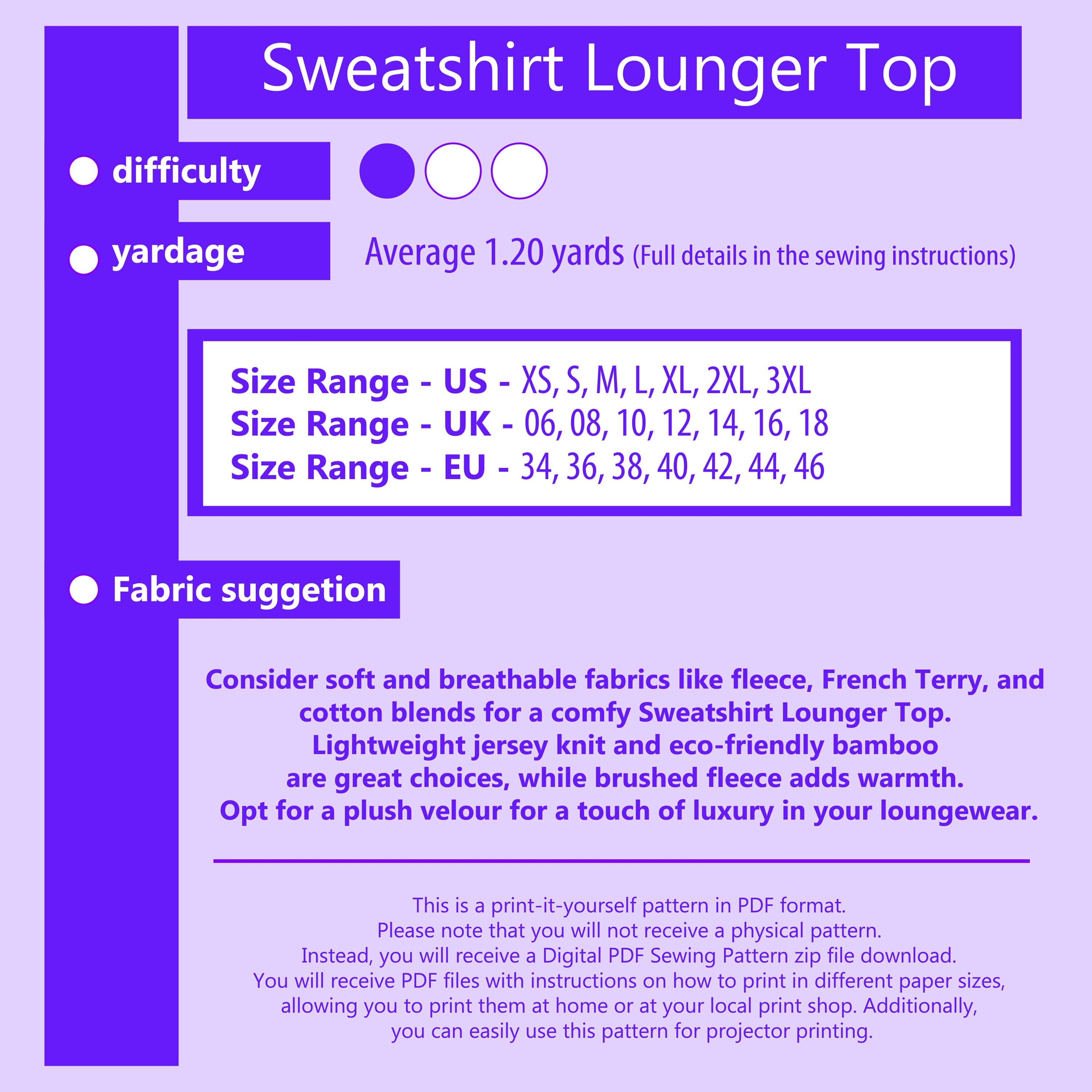 Sweatshirt Lounger Top PDF Sewing Pattern | Winter DIY | Sweater Patterns - image 4
