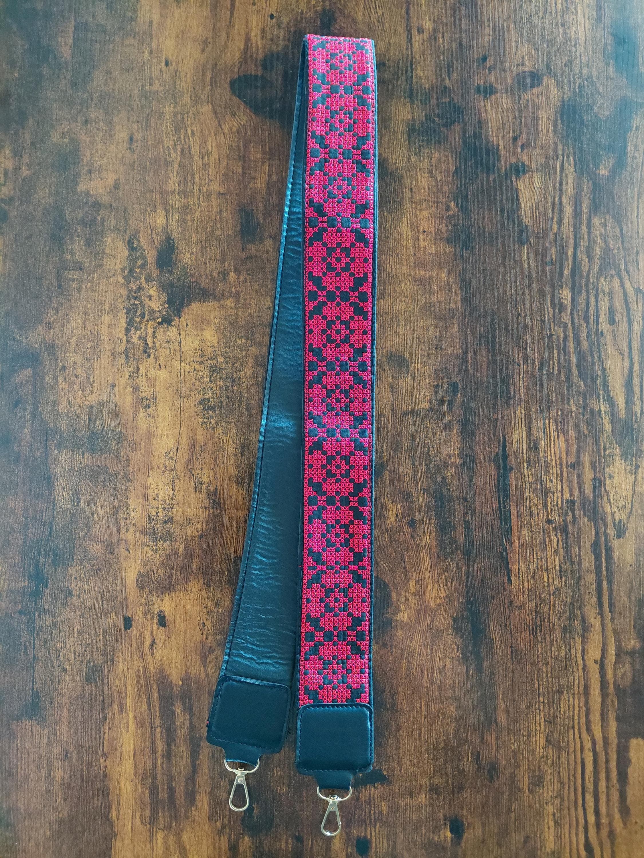Palestinian Embroidered Tatreez Bag Belt Only Red and Black Not Printed. - image 5