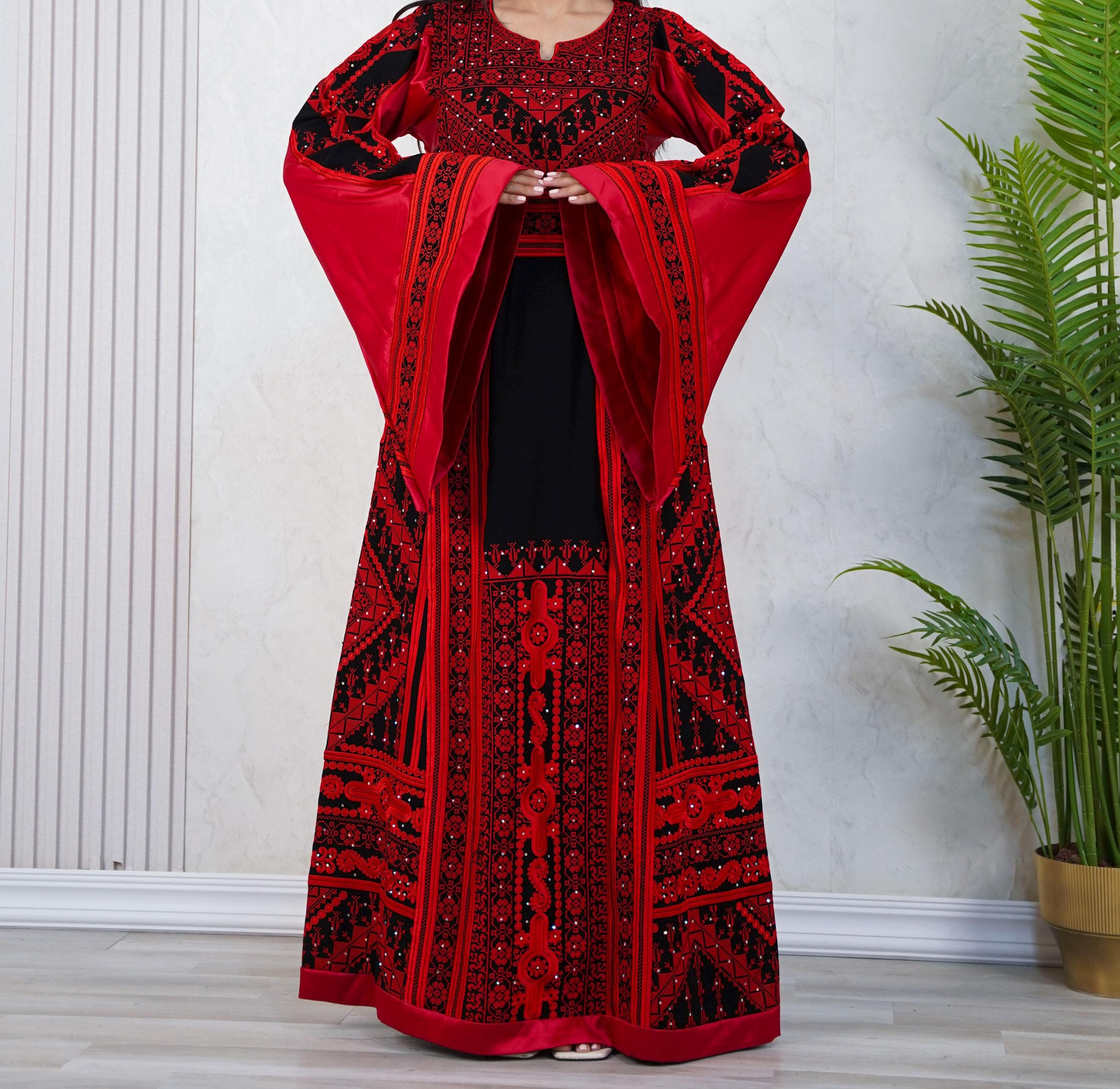 Palestinian Thobe Tatreez Dress Luxury Fellahi Main Red