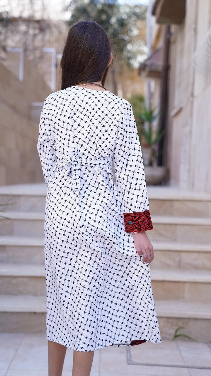 Traditional Palestinian Embroidery Dress For Girls Tatreez Kuffiyyeh - image 3