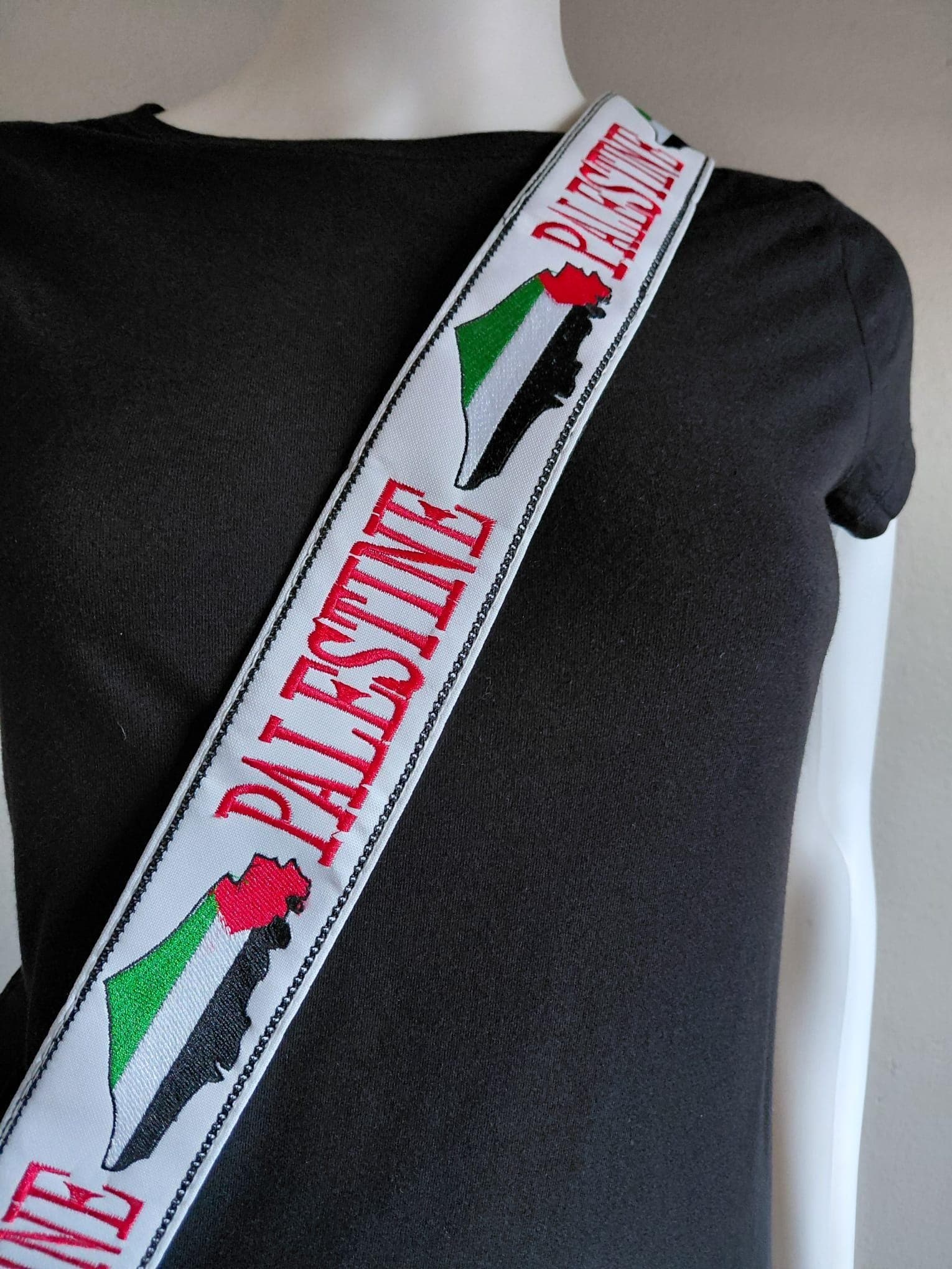 Palestinian Embroidered Tatreez Bag Belt Only White with Palestine map. Not Printed. - image 5