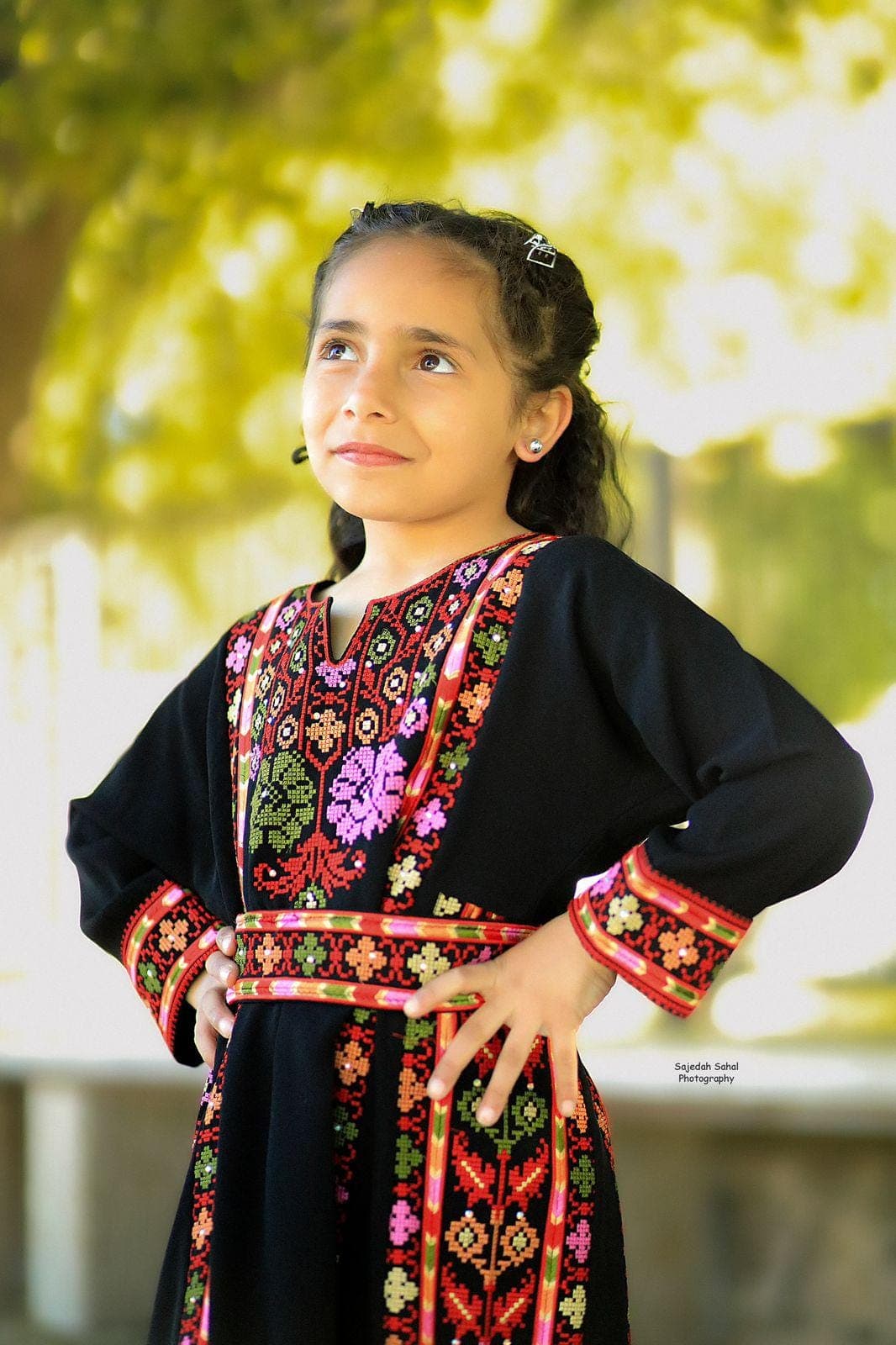 Embroidery Palestinian Girl Dress Thobe Tatreez Black Bayt Dajan - image 4