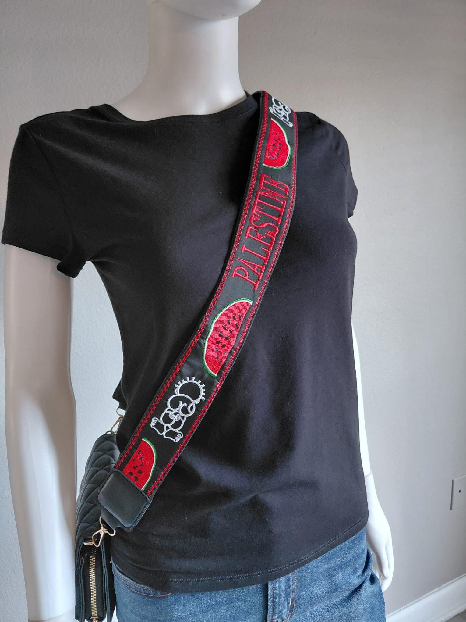 Palestinian Embroidered Tatreez Bag Strap Only Watermelon and Hanzalah.Not Printed. - image 5