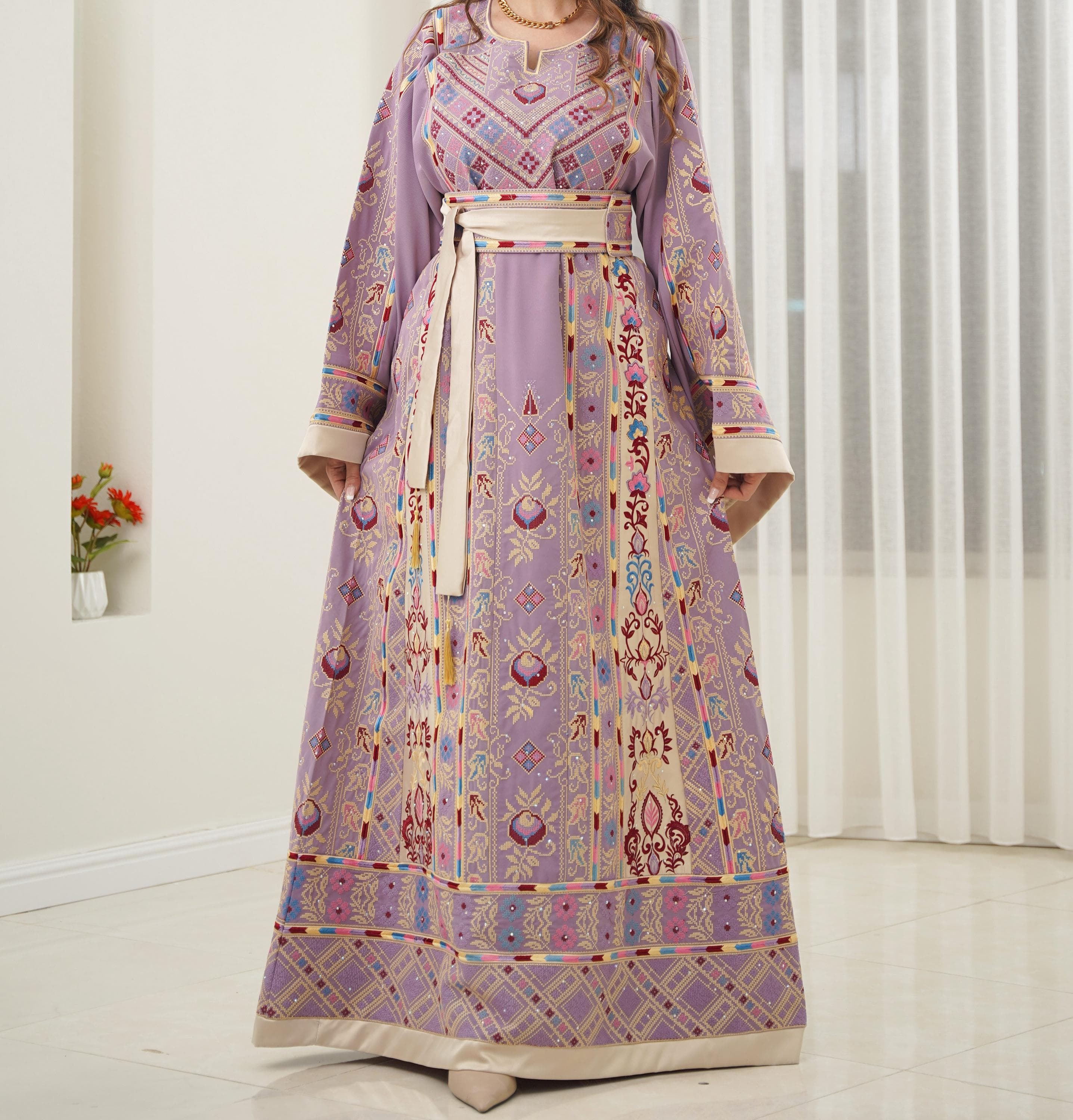 Palestinian Thobe Tatreez Dress Luxury Fellahi Purple. - image 5
