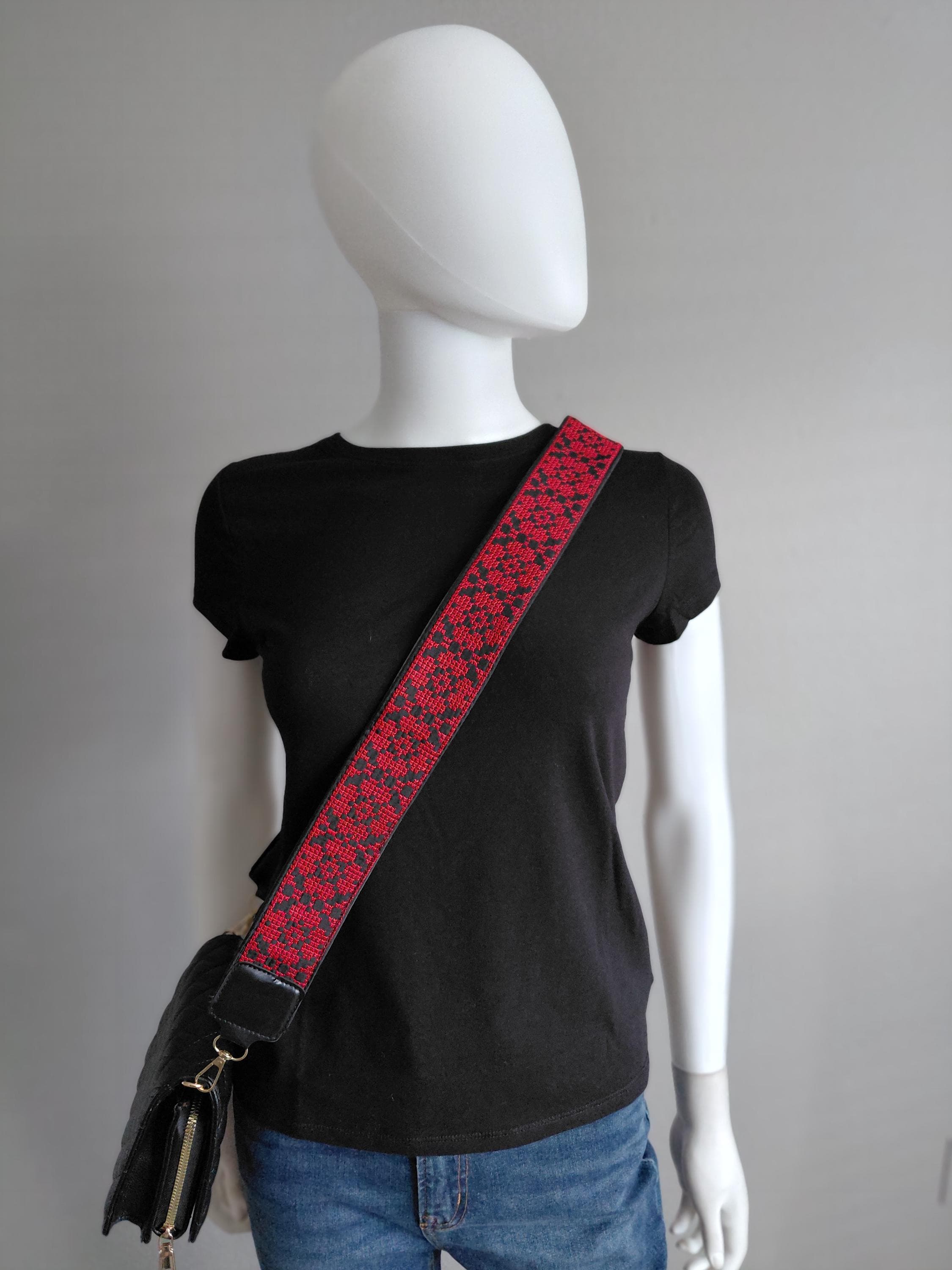 Palestinian Embroidered Tatreez Bag Belt Only Red and Black Not Printed. - image 4
