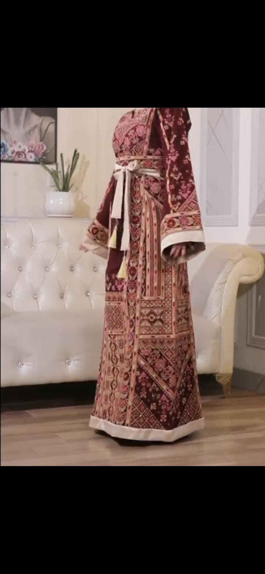 Palestinian Thobe Tatreez Dress Luxury Fellahi Burgundy. - image 4