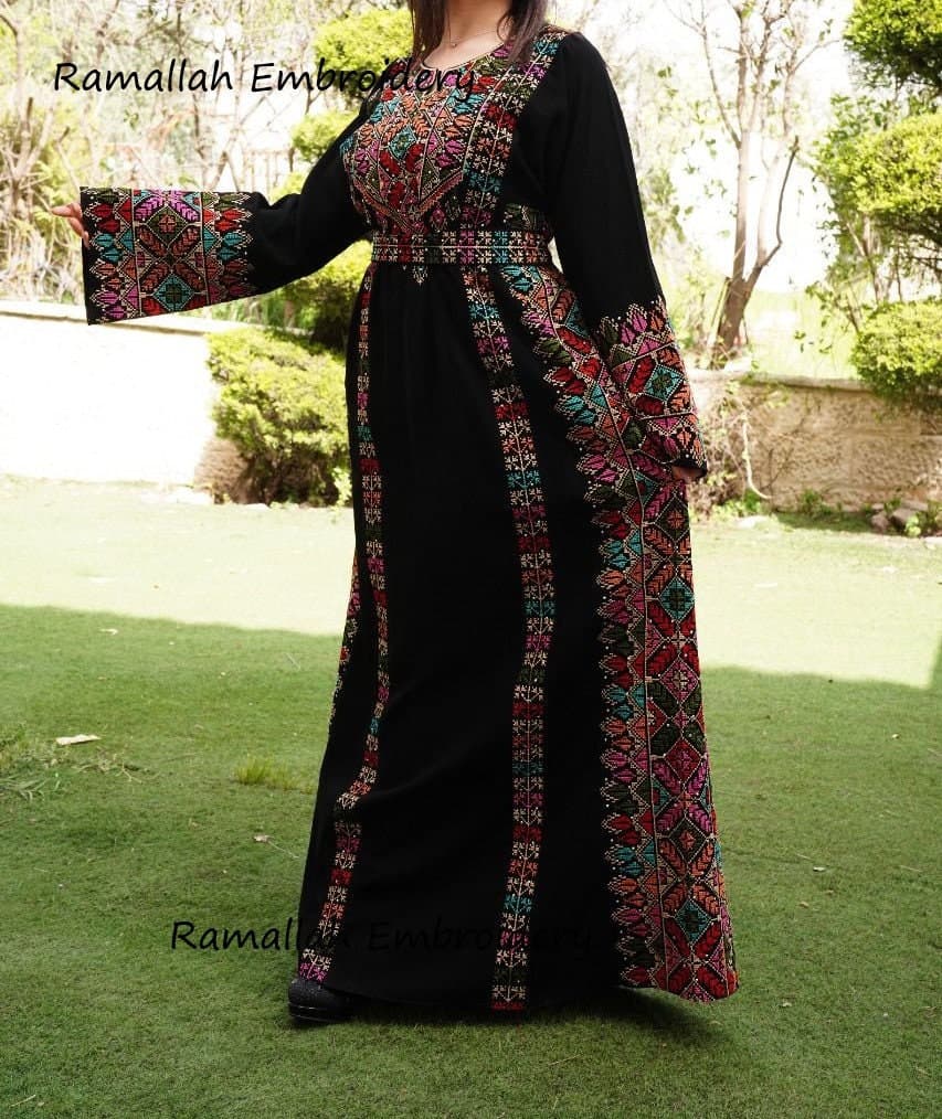 Palestinian Thobe Tatreez Embroidery Front and Back Six Strips