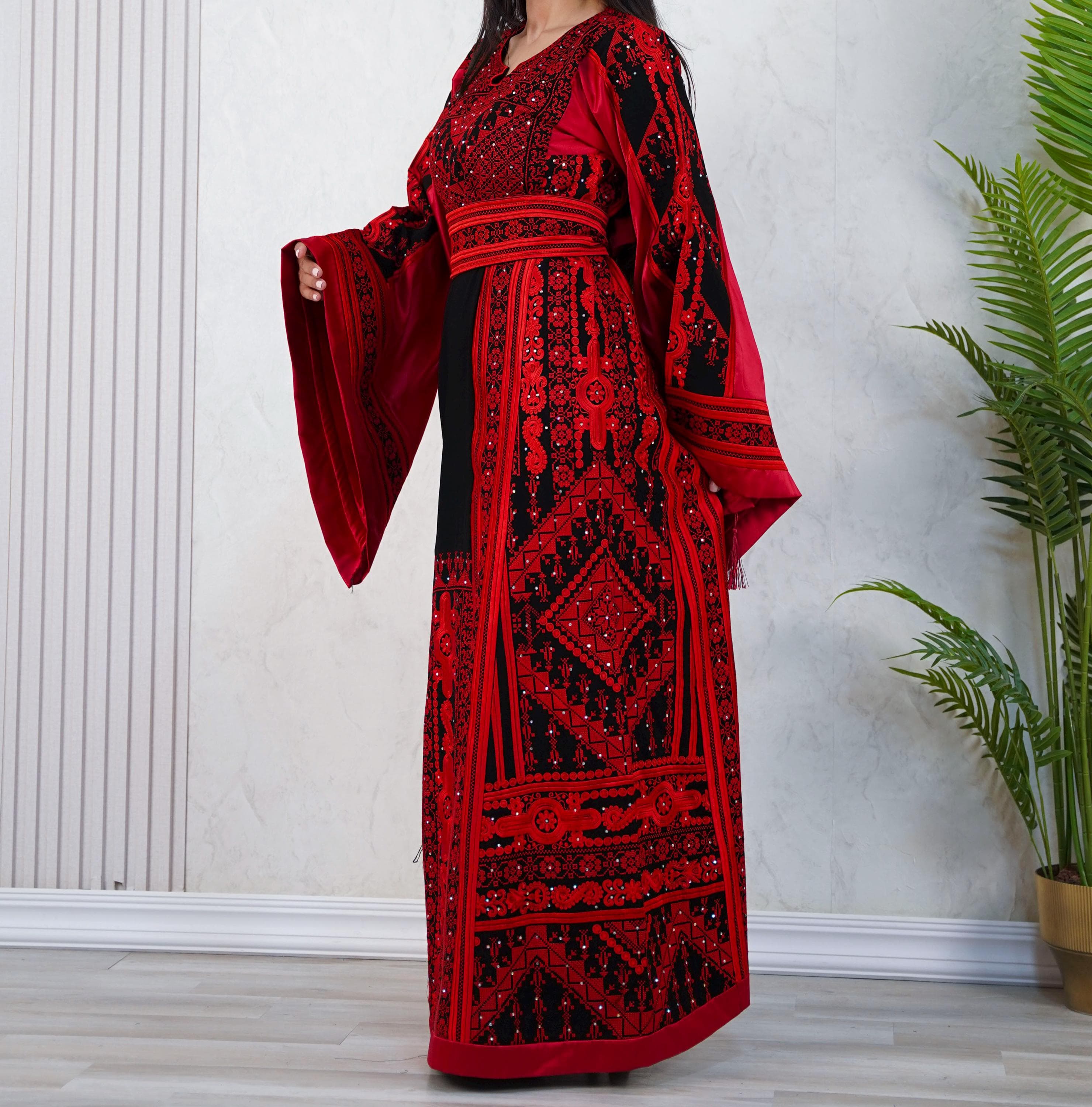 Palestinian Thobe Tatreez Dress Luxury Fellahi Main Red - image 4