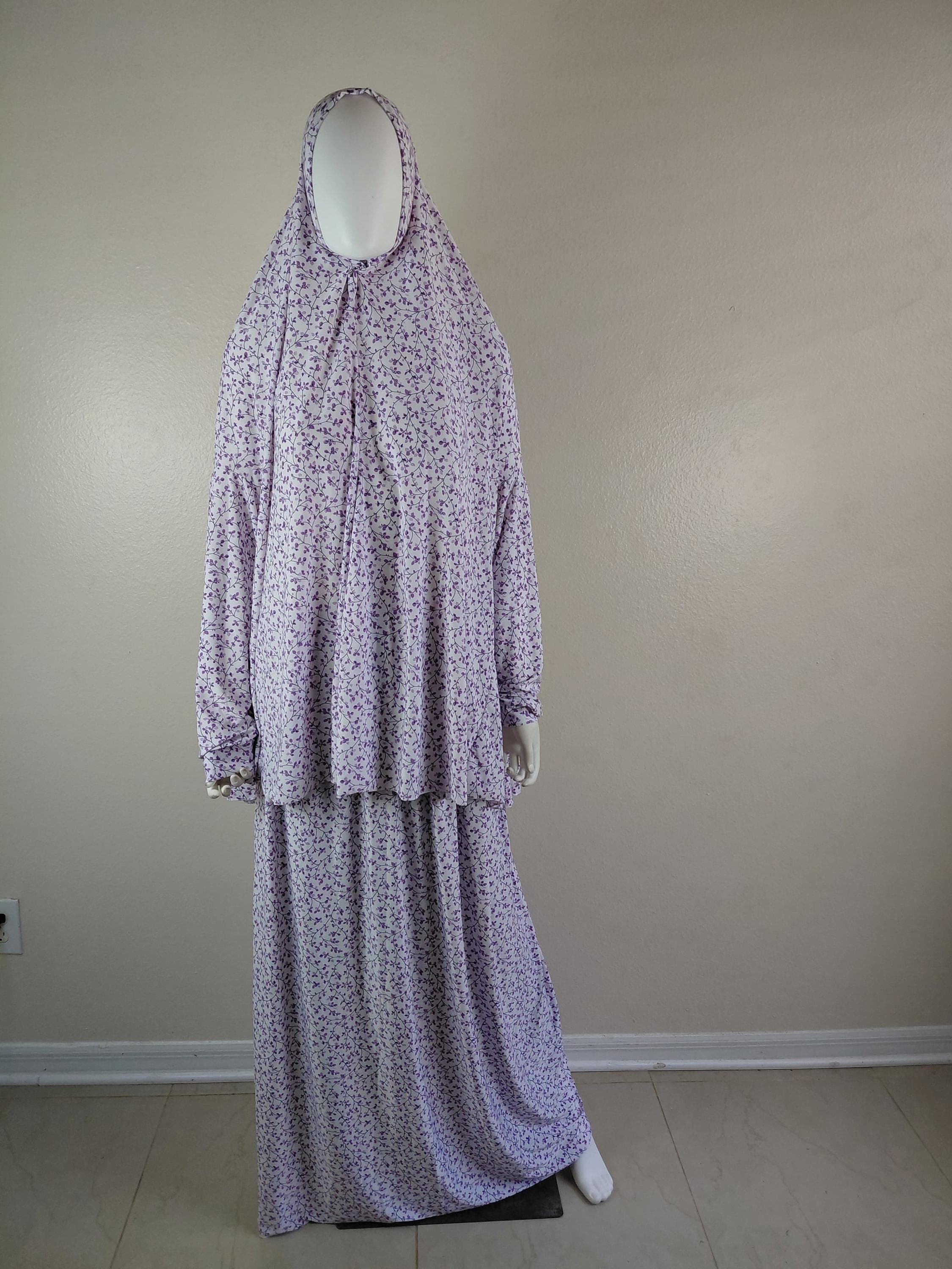 Women's Prayer Dress 2 Pieces with long sleeves flowers matrix high quality.