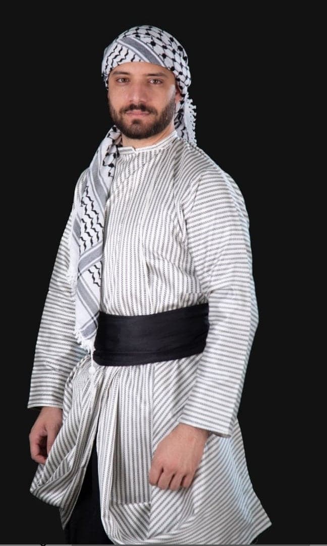 Tmen thobe Gumbaz Kumbaz Palestinian Dabke Zaffa Wedding Dance with Serwal and Shemagh Keffiyeh Scarf - image 4