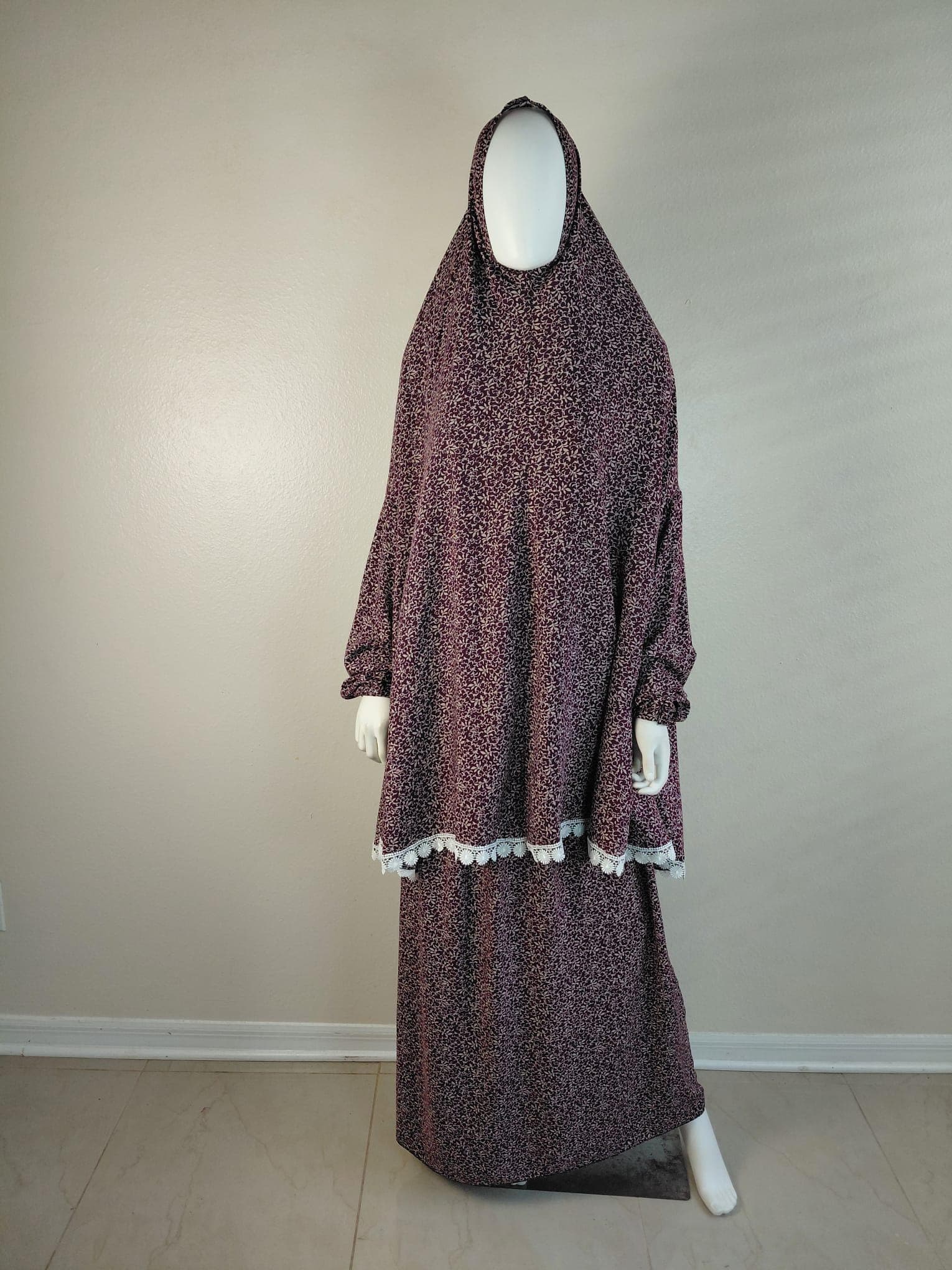 Women's Prayer Dress 2 Pieces with long sleeves 100% Cotton natural fabric.