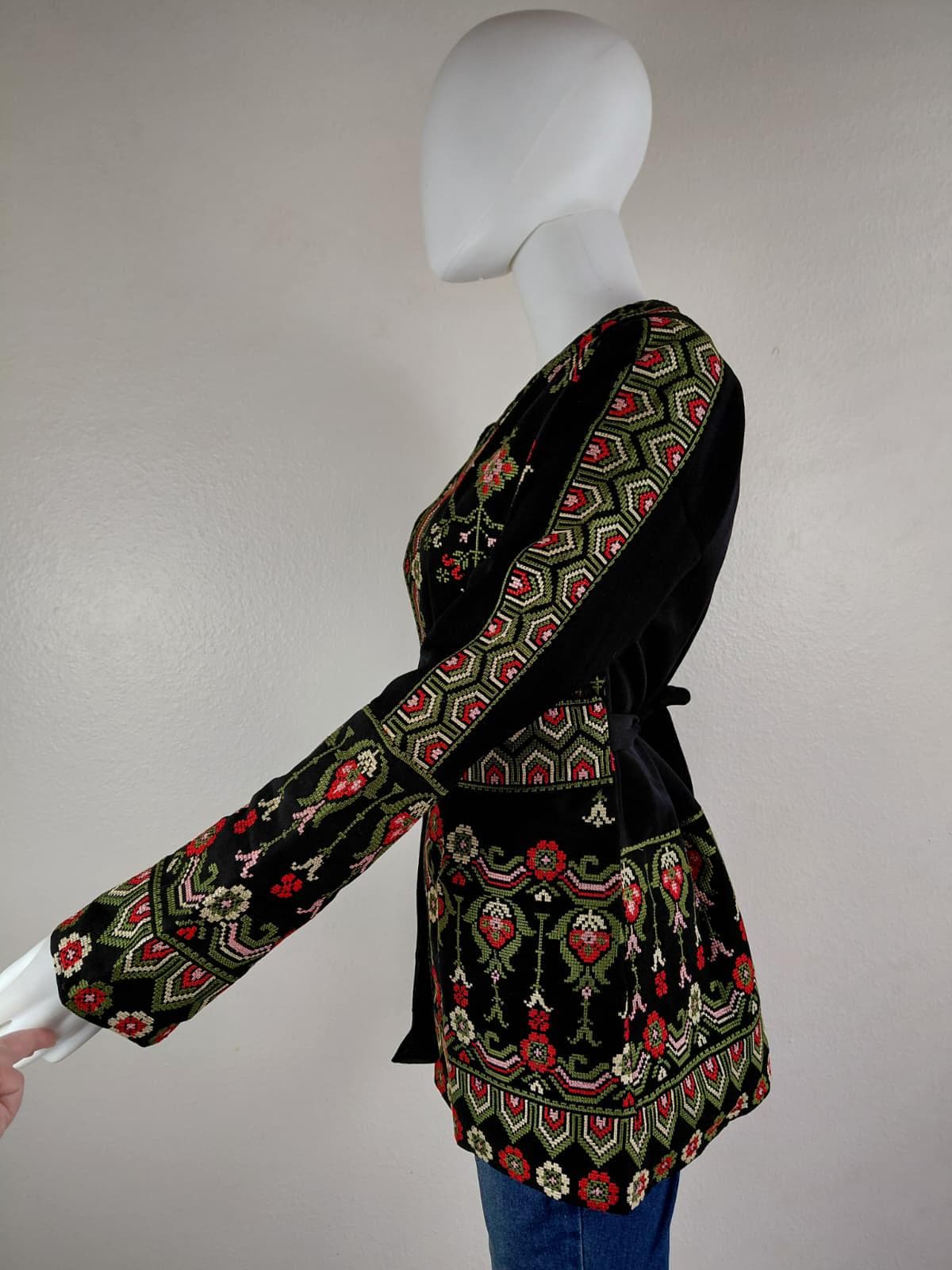 Palestinian Embroidery Tatreez Jacket Green And Black Open Jacket - image 5